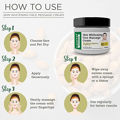Luvyh Radiant Glow Skin Brightening Face Massage Cream - 100g Organic Brightening Cream with Natural Ingredients for Youthful Glow | Day & Night Moisturizer for Dull Skin, Dark Spots & Uneven Tone | Perfect for Daily Skincare Routine & Spa Treatments