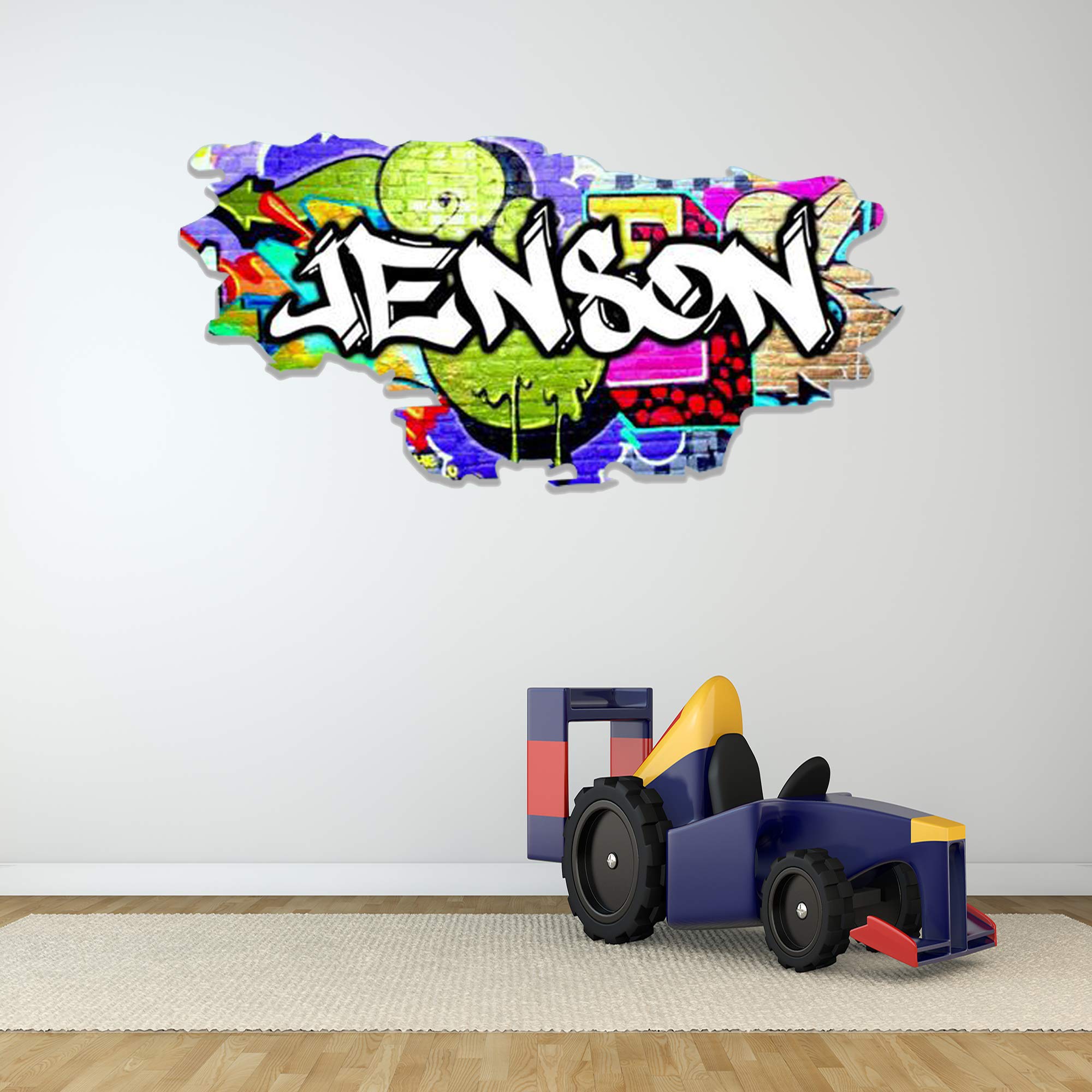 Custom 3D Graffiti Name Wall Decal - Personalized Vinyl Art Sticker | Removable Peel & Stick Wall Decor | No Border Room Art | Perfect for Bedroom, Nursery & Office (MYS168-XLarge)