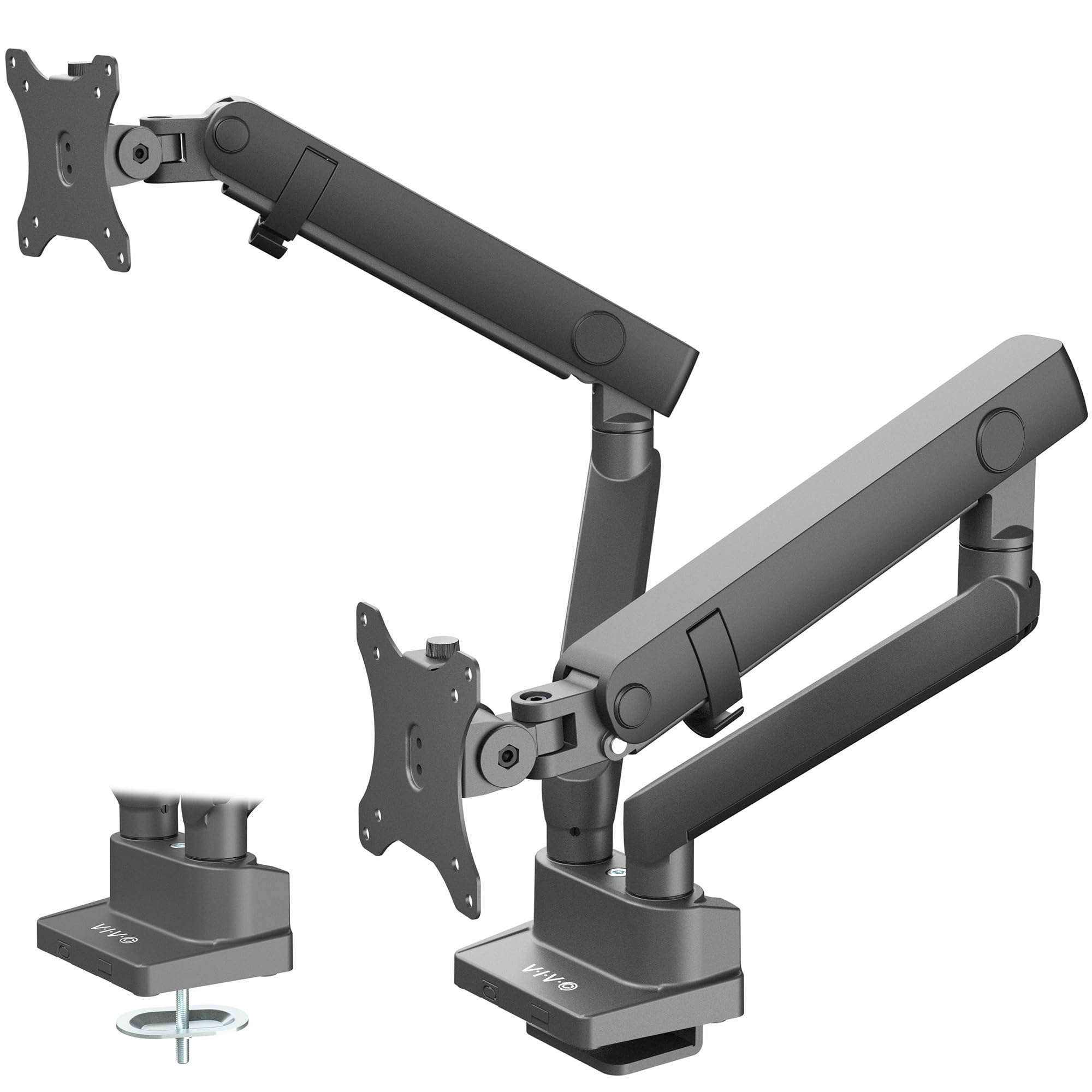 VIVO Premium Aluminum Full Motion Dual Monitor Desk Mount Stand with Lift Engine Arm - Holds Ultrawide Screens up to 35 inches (STAND-V102BB) - Perfect for Home Office, Gaming Setup & Workspace Ergonomics