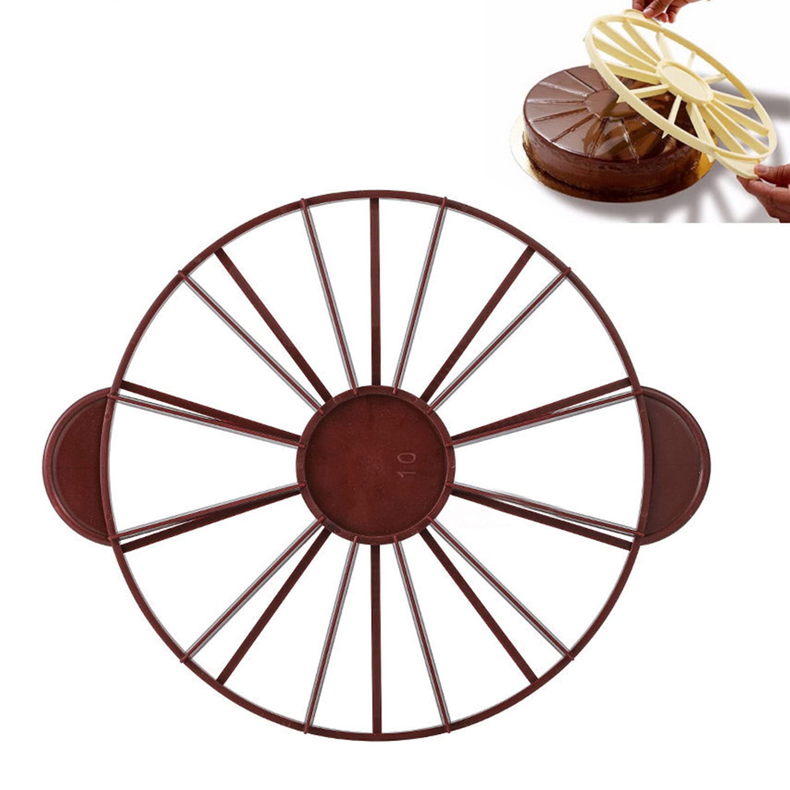 10/12 Piece Round Cake Portion Marker - Equal Bread & Cake Divider for Perfect Even Slices - Baking Tool (Dark Red) - Ideal for Birthday Cakes, Wedding Desserts & Professional Baking