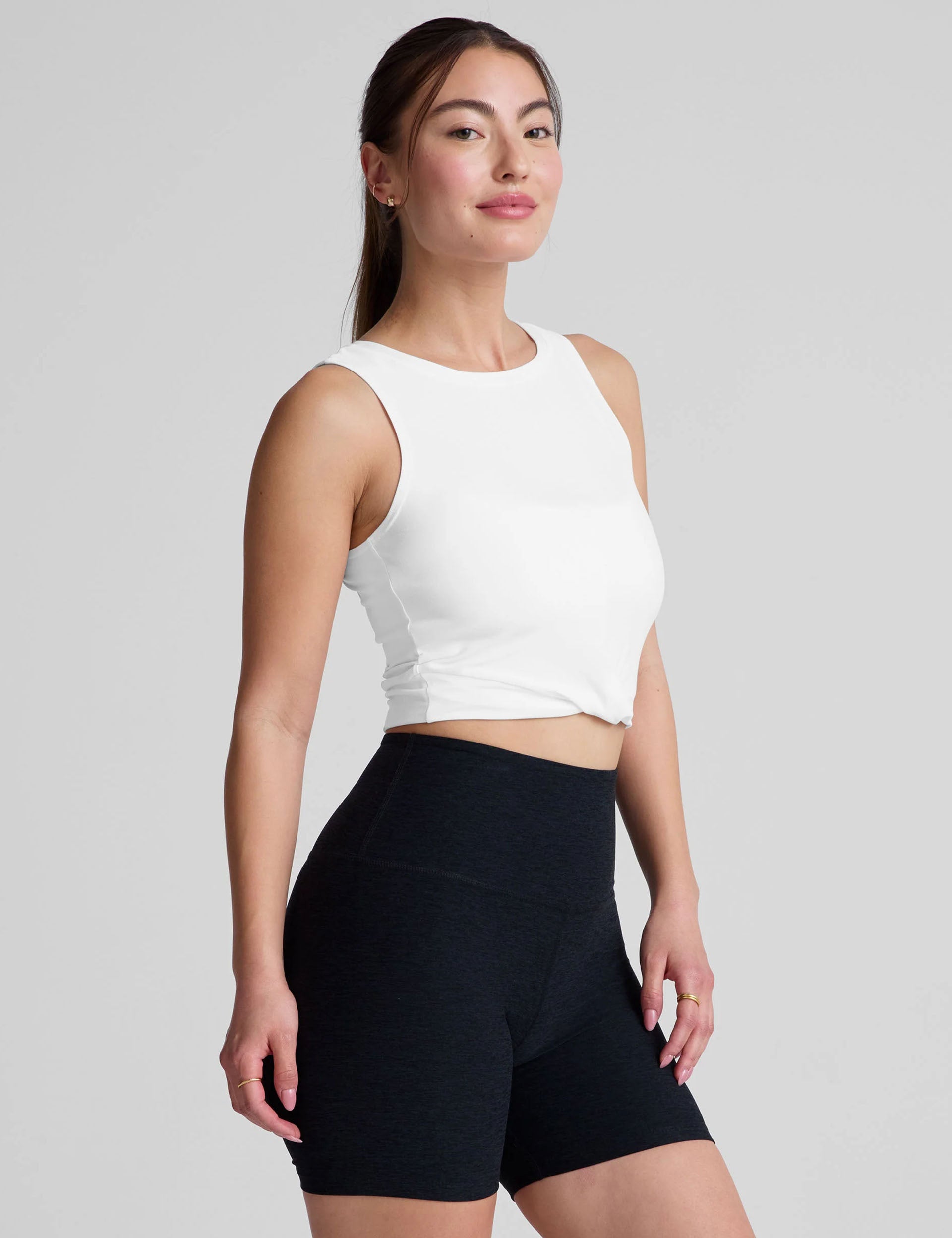 Featherweight Center Stage Cropped Tank Top - Cloud White | Women's Lightweight Workout Shirt for Yoga, Gym & Summer Fashion