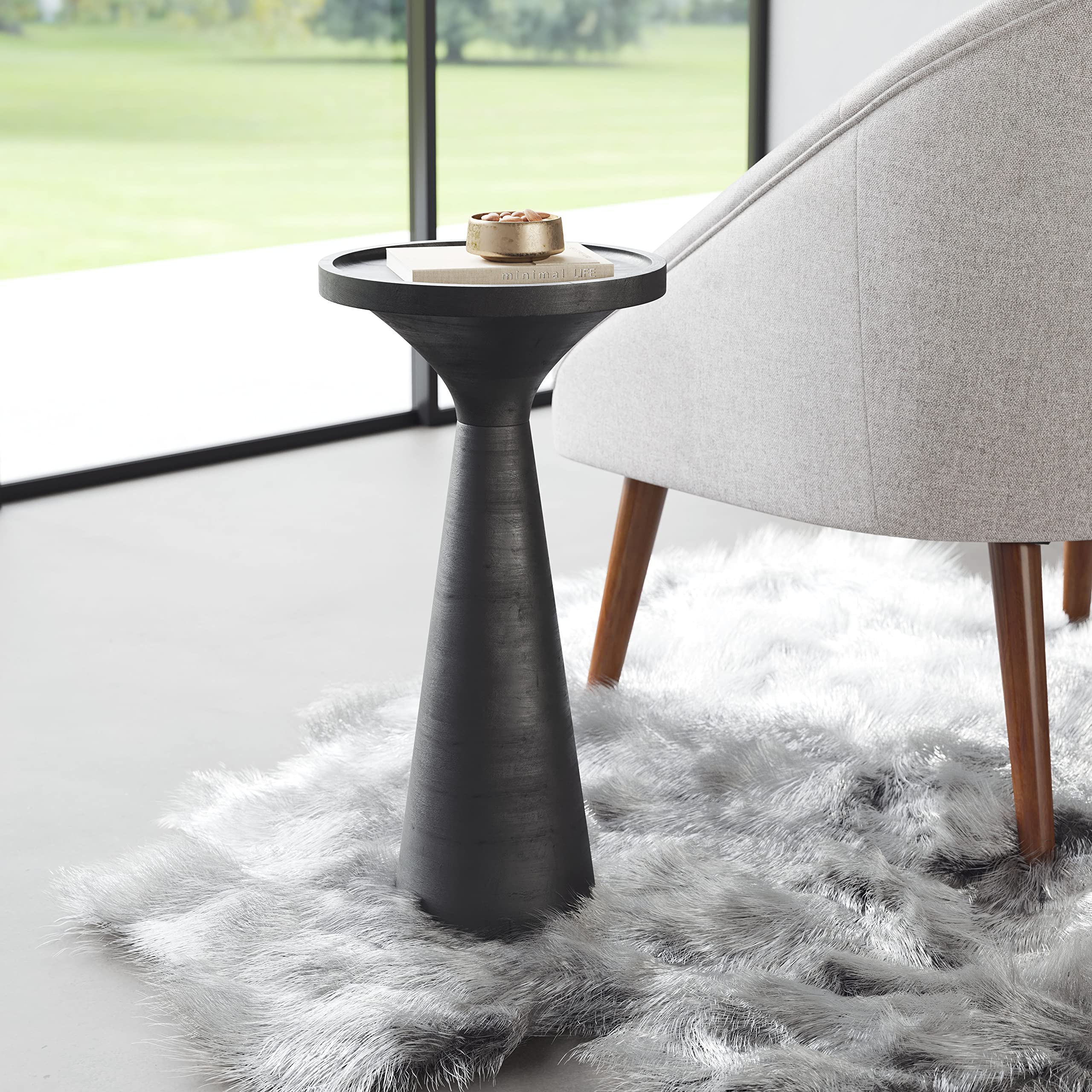 Zuo Omni Modern Side Table - Black End Table for Living Room, Bedroom, or Office - Compact Nightstand with Sleek Design for Small Spaces