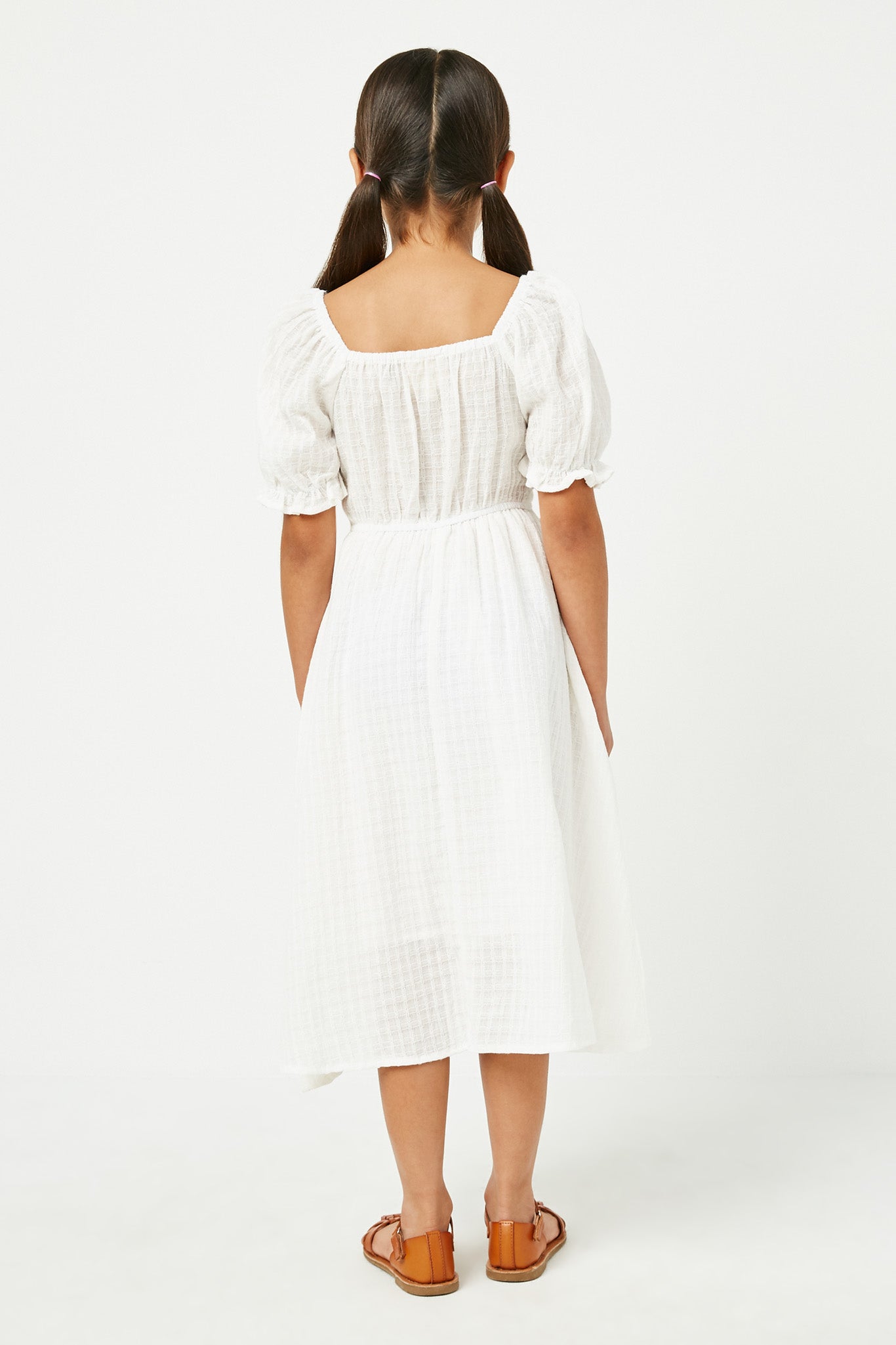 Elegant Smocked Bodice Puff Sleeve Midi Dress for Women | Flowy Summer Party & Wedding Guest Outfit | Perfect for Beach Vacations & Date Nights