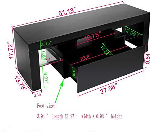 Modern TV Stand with LED Lights & Storage Drawers - 60 Inch Entertainment Center for Living Room, Home Theater - Black TV Cabinet for Flat Screen TVs | Perfect for Movie Nights & Gaming Setup