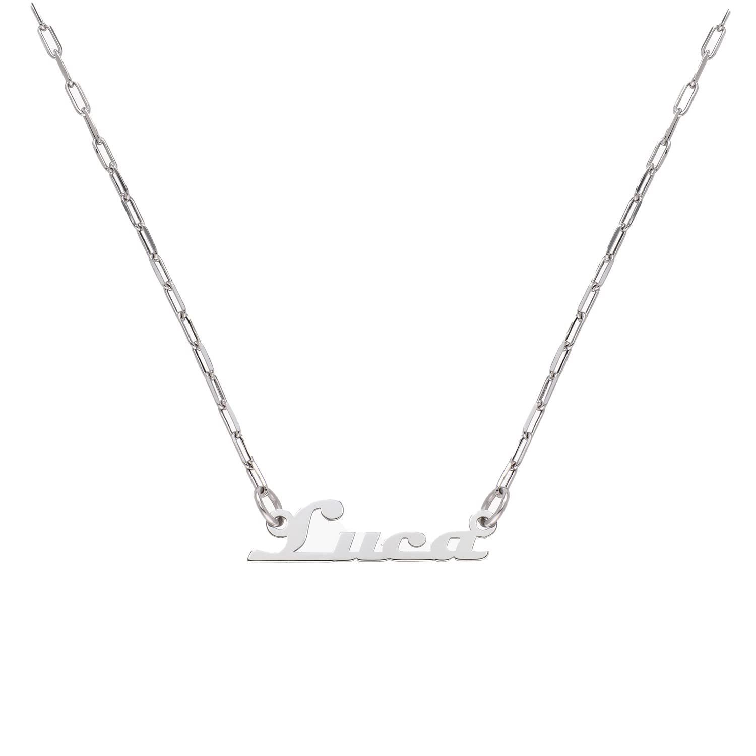 Oak&Luna Personalized Name Necklace - 925 Sterling Silver/Gold Plated/Rose Gold Plated Custom Paperclip Chain Pendant - Dainty Jewelry Gift for Women, Wife, Girlfriend - Perfect for Christmas, Mother's Day, Valentine's Day & Birthdays - Everyday Wear, Date Nights, Special Occasions