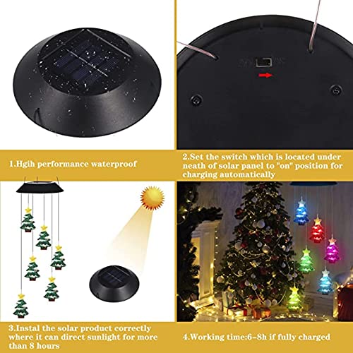 Solar-Powered Christmas Tree Wind Chimes - Outdoor Holiday Decor with LED Lights for Xmas Party, Garden, Patio & Front Yard Decorations