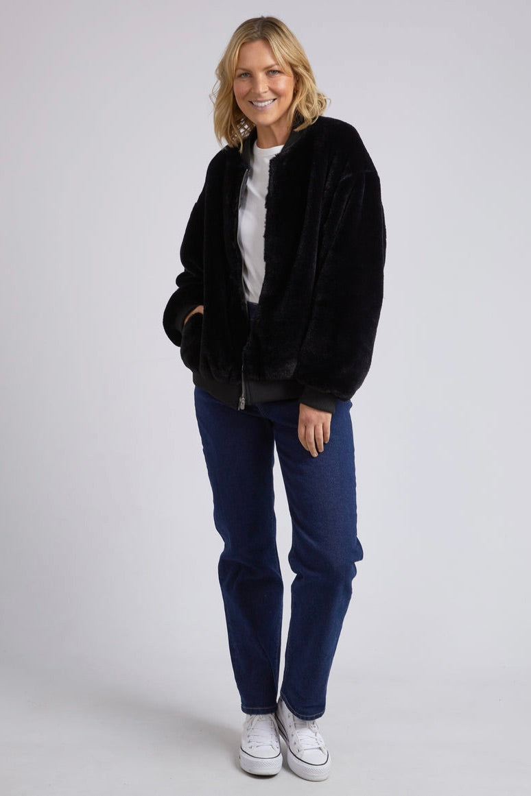 Blaze Black Fur Bomber Jacket for Women - Winter Warm Faux Fur Coat with Hood - Stylish Outerwear for Cold Weather, Fashionable Streetwear & Casual Outfits