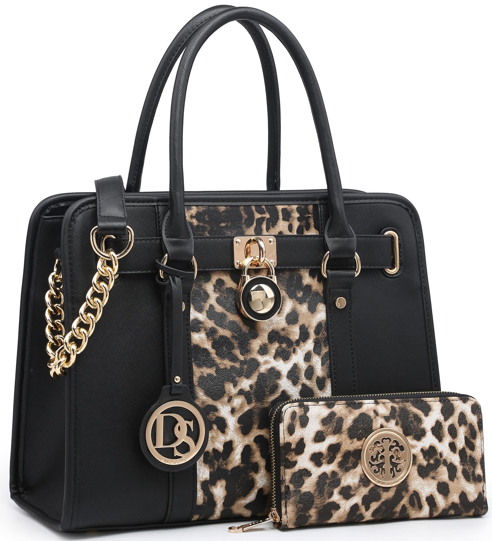 Dasein Vegan Leather Two-Tone Satchel Handbag for Women - Large Shoulder Tote Purse with Matching Wallet - Perfect for Work, Travel & Everyday Use