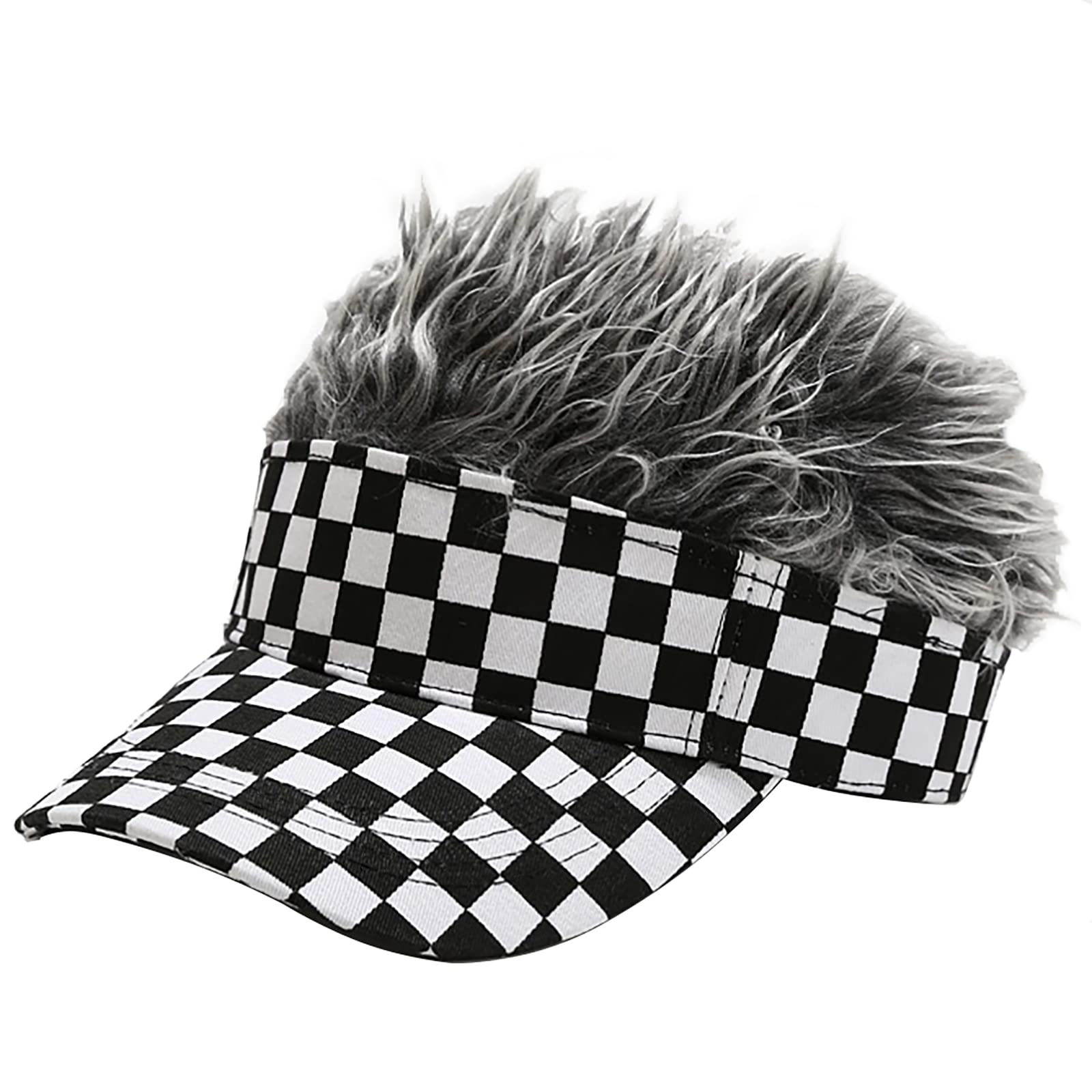 Malaxlx Men's Adjustable Visor Baseball Cap with Fake Hair - Stylish Golf Hat for Outdoor Sports & Daily Wear