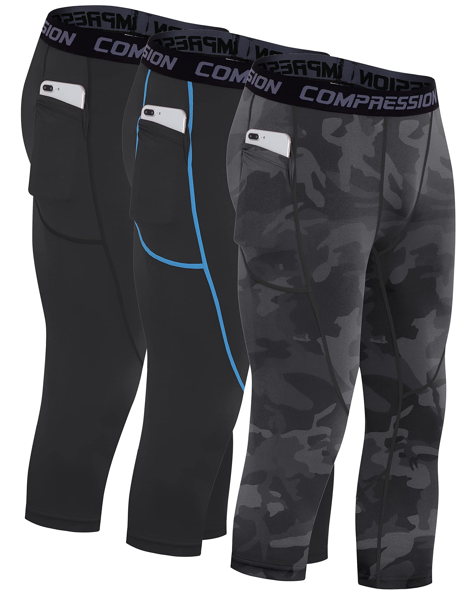 Milin Naco Men's Compression Pants - Breathable Workout Leggings for Running, Skiing & Gym - Moisture-Wicking Base Layer for Sports & Active Lifestyle