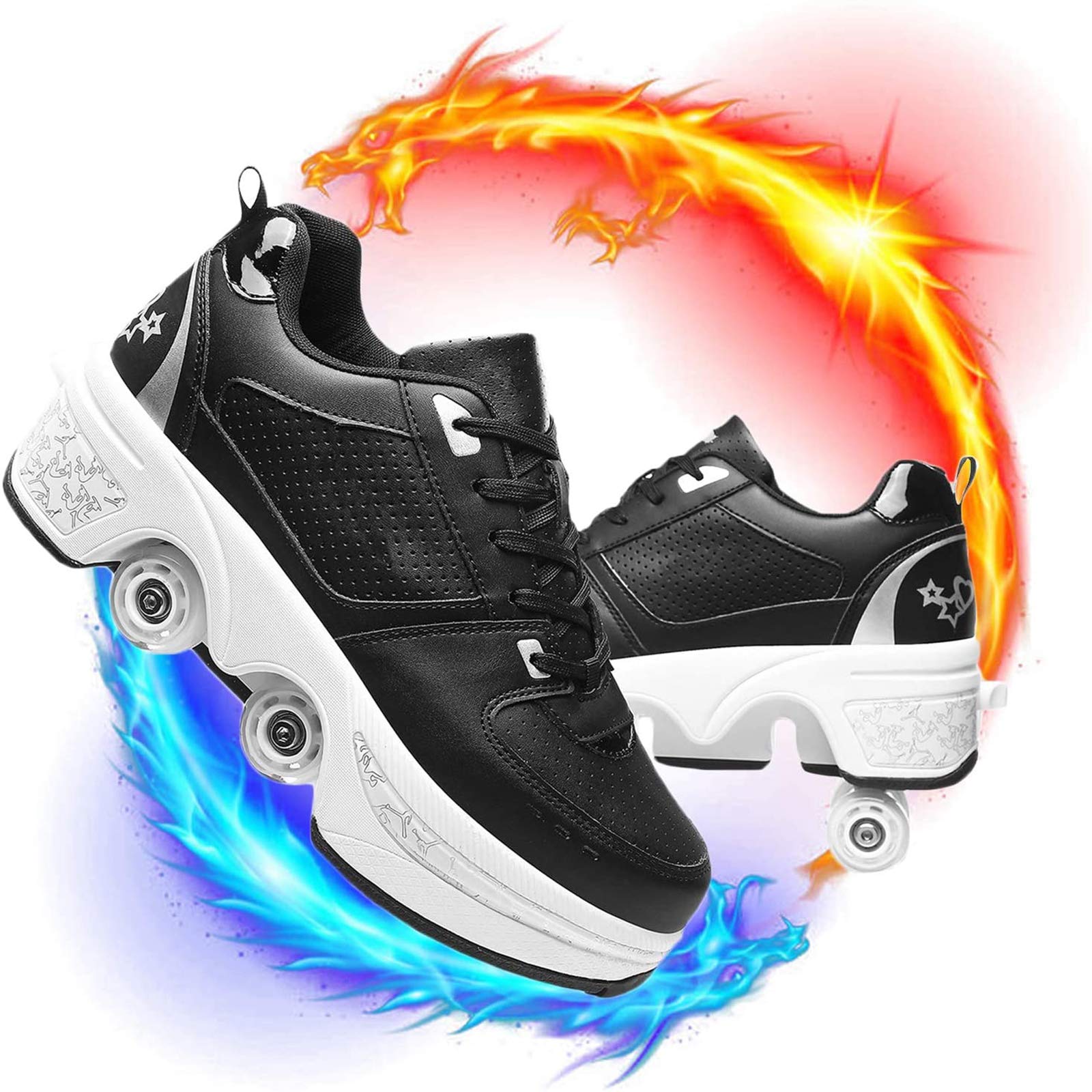 Unisex Deformation Roller Shoes with Pop-Out Wheels - Automatic Walking & Skating Shoes for Adults & Kids | Invisible Pulley Design for Indoor & Outdoor Fun