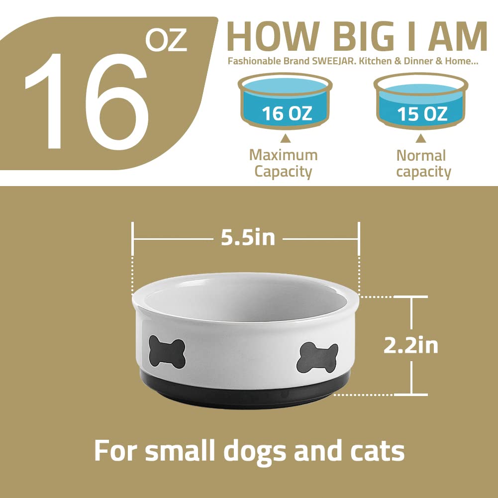 Premium Ceramic Dog Bowls with Bone Design - 16oz Porcelain Pet Food & Water Dish for Small Dogs (Turquoise) - Durable & Stylish Feeding Bowl for Home, Kitchen or Outdoor Use