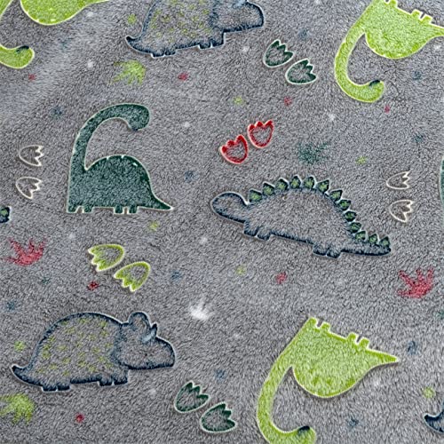 Glow in The Dark Dinosaur Throw Blanket for Kids - Soft Flannel Fleece Plush Blanket with Luminous Cute Dinosaur Pattern | Perfect for Birthday Gifts, Bedtime, Movie Nights & Cozy Comfort