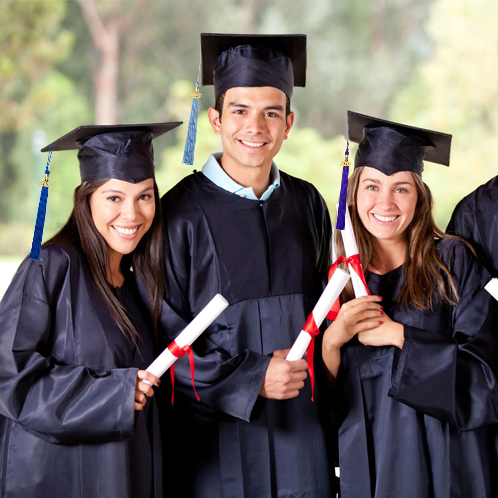 12 Pack 2025 Graduation Tassels with Charm - Blue Cap Decorations for Graduation Ceremony & Party Supplies - Perfect for High School and College Commencement Celebrations