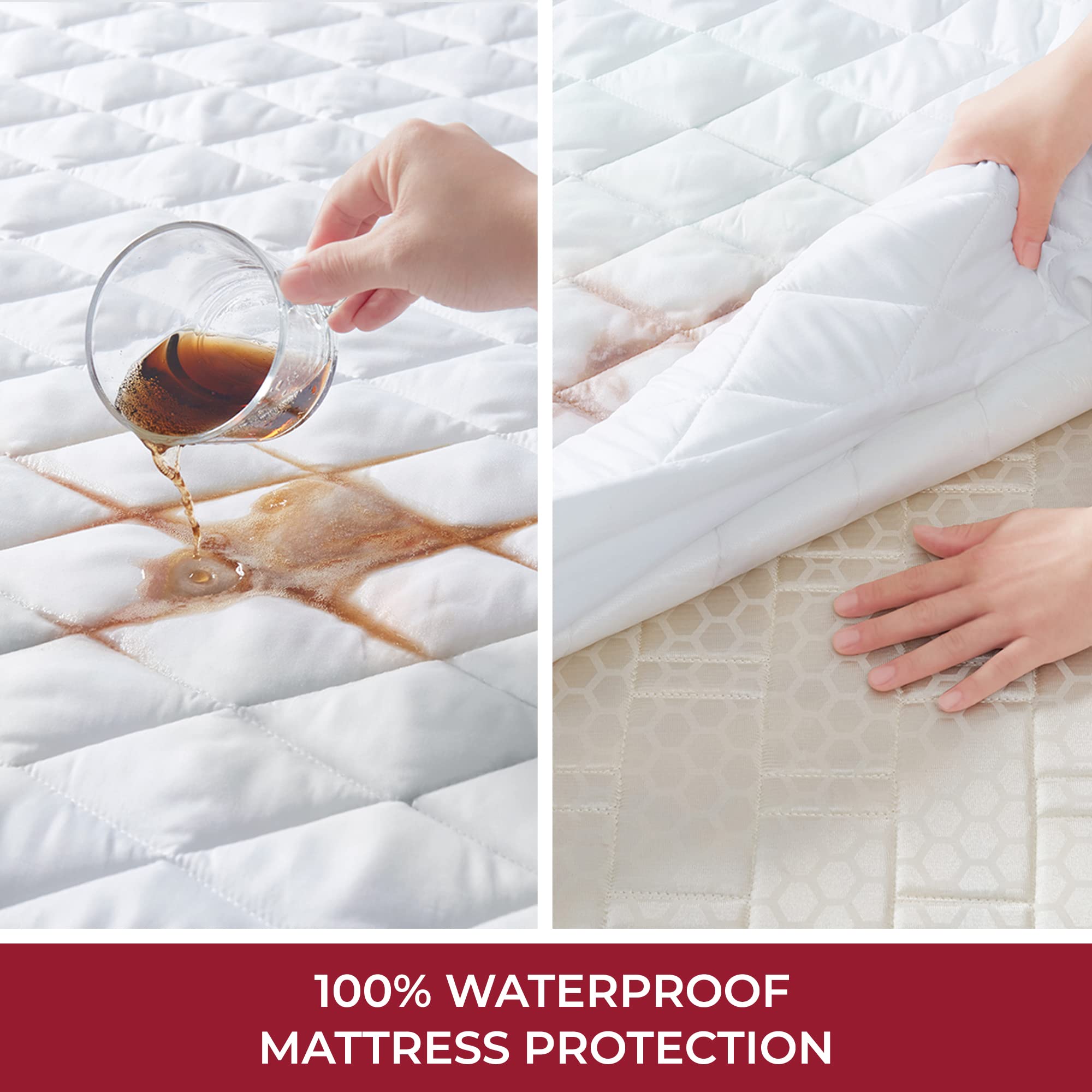 Mellanni King Size Extra Deep Pocket Sheet Set & Waterproof Mattress Protector Bundle - 4 Piece 21