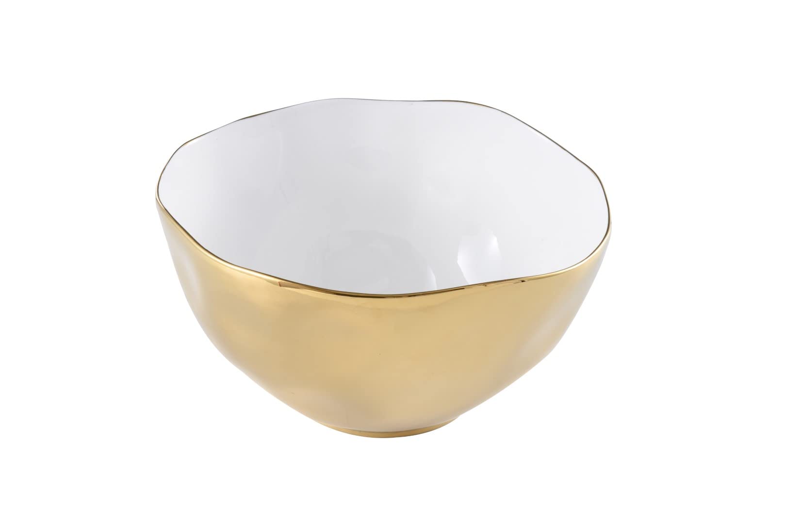 Premium Pampa Bay Moonlight Tarnish-Free Extra Large Porcelain Serving Bowl with Gold Titanium Trim - Elegant Dinnerware for Holiday Entertaining, Buffet Serving & Special Occasions