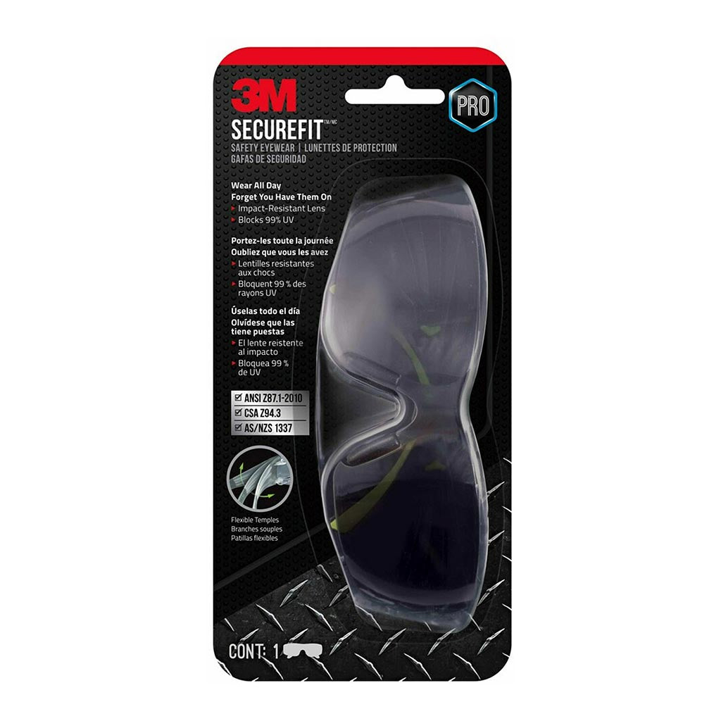 3M SecureFit Safety Glasses SF400G WV 6 PS - Anti-Fog, Scratch-Resistant Eye Protection for Construction, Woodworking & DIY Projects - Grey Protective Eyewear with UV Protection