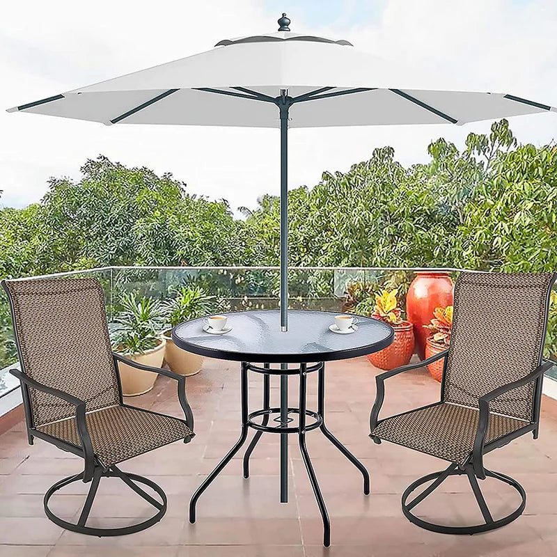 Tempered Glass Metal Outdoor Patio Dining Table - Perfect for Backyard, Garden, and Poolside Gatherings