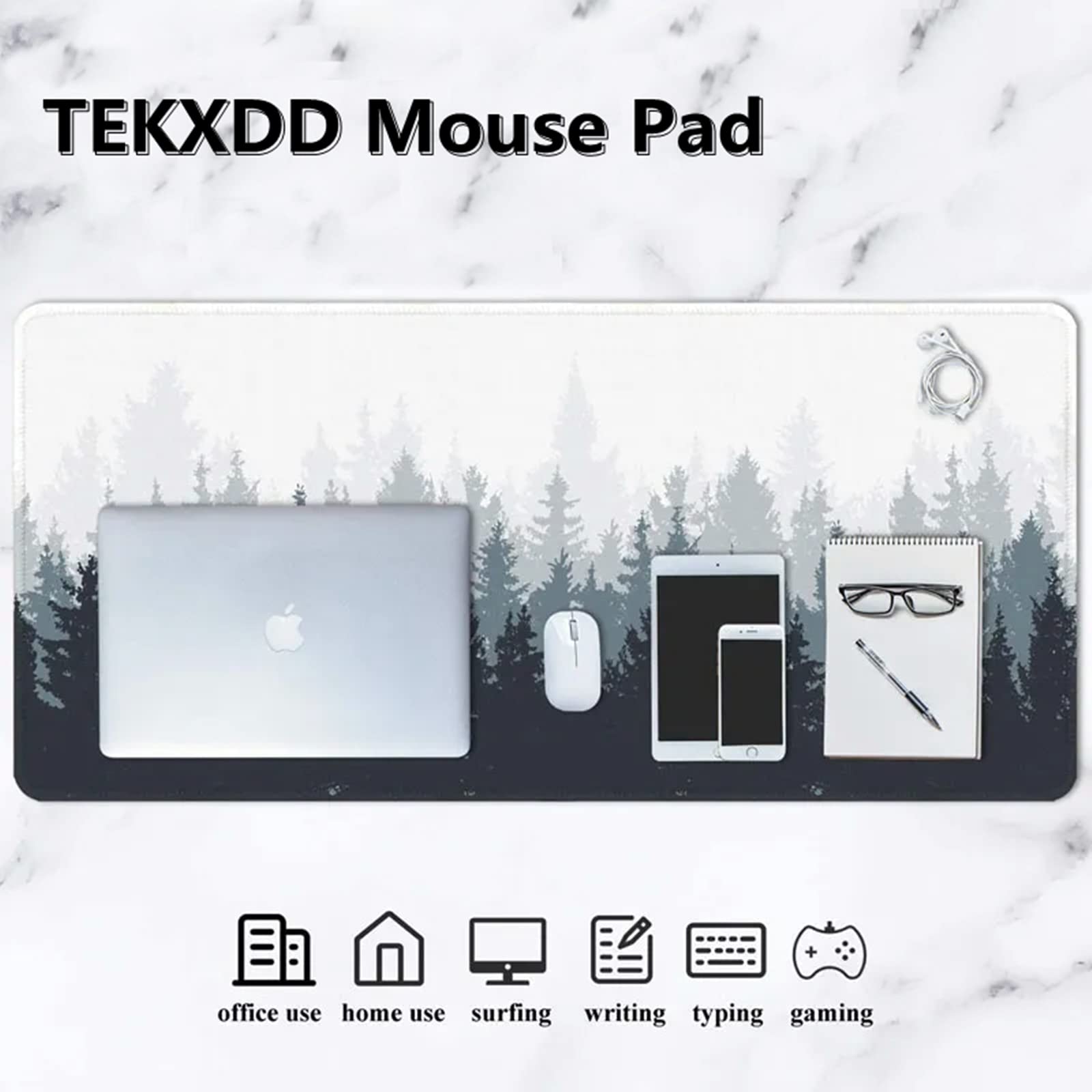 TEKXDD XXL Gaming Mouse Pad - 800mm x 400mm Extended Mouse Mat with Non-Slip Rubber Base for PC, Laptop & Office - Perfect for Gamers & Professionals (Forest Green) | Ideal for Esports, Work & Home Office Setup