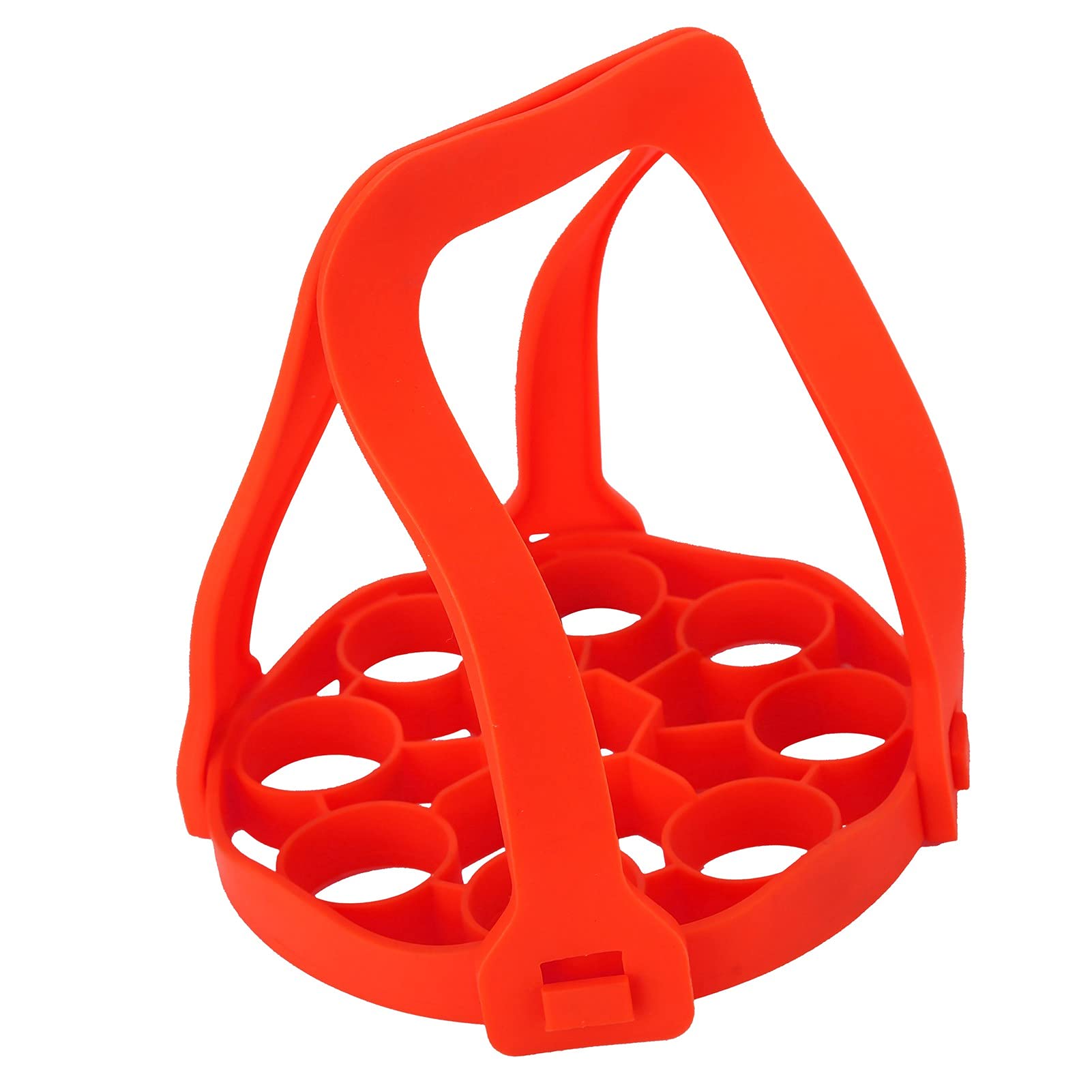 Non-Stick Silicone Egg Steamer - 9 Hole Pressure Cooker Accessory with Heat-Resistant Handle, Egg Rack & Anti-Scalding Design for Perfect Hard/Soft Boiled Eggs - Ideal for Home Kitchen, Meal Prep & Healthy Cooking (Red)