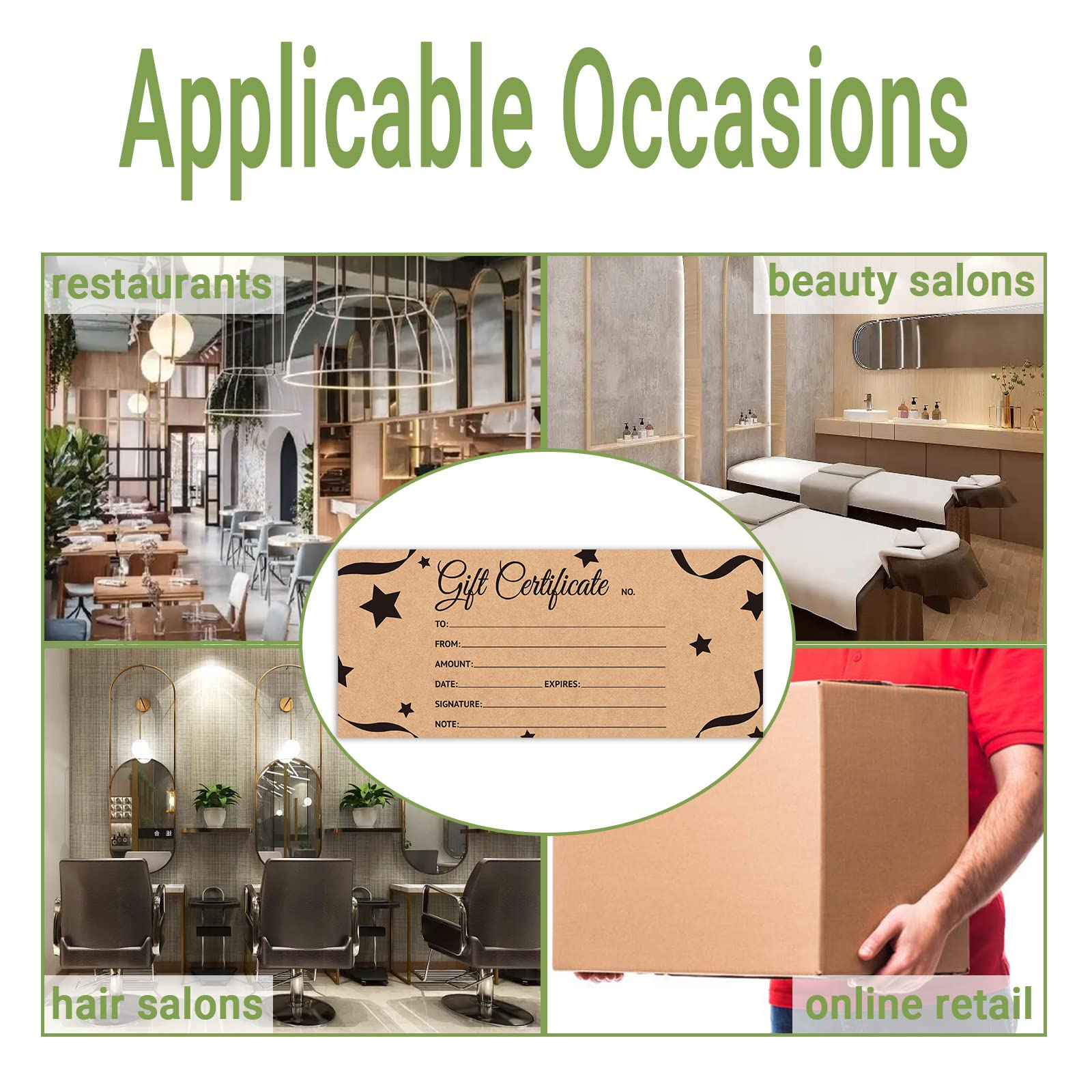 BPFY 50-Pack 4x9 Inch Blank Gift Certificate Cards - Rustic Vouchers for Business, Spa, Salon & Restaurants - Perfect for Holidays, Birthdays, Anniversaries & Baby Showers (Great for Small Business Promotions & Customer Appreciation Gifts)