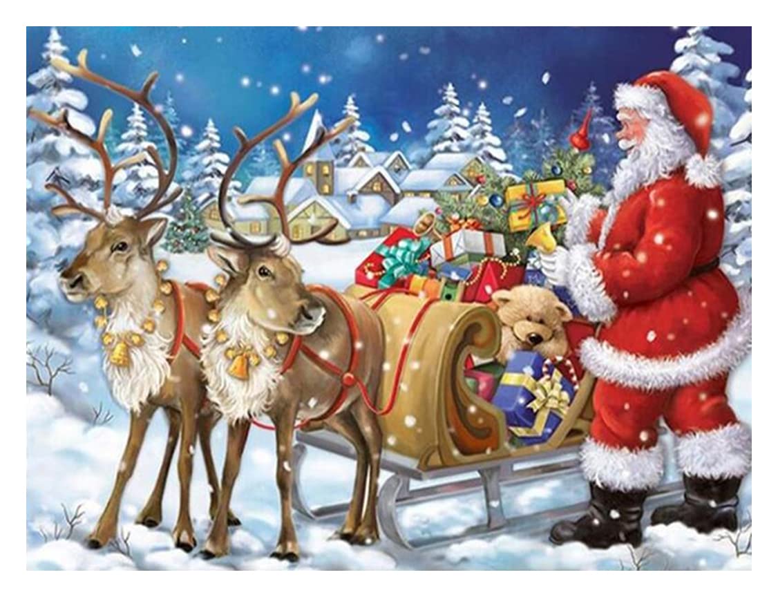 5D Diamond Painting Kit for Adults - Santa Christmas Deer Full Drill Square Diamond Art, 40x50cm Wall Decor for Home, DIY Craft Gift (YMX0013) | Perfect for Holiday Decorations, Stress Relief & Creative Hobbies