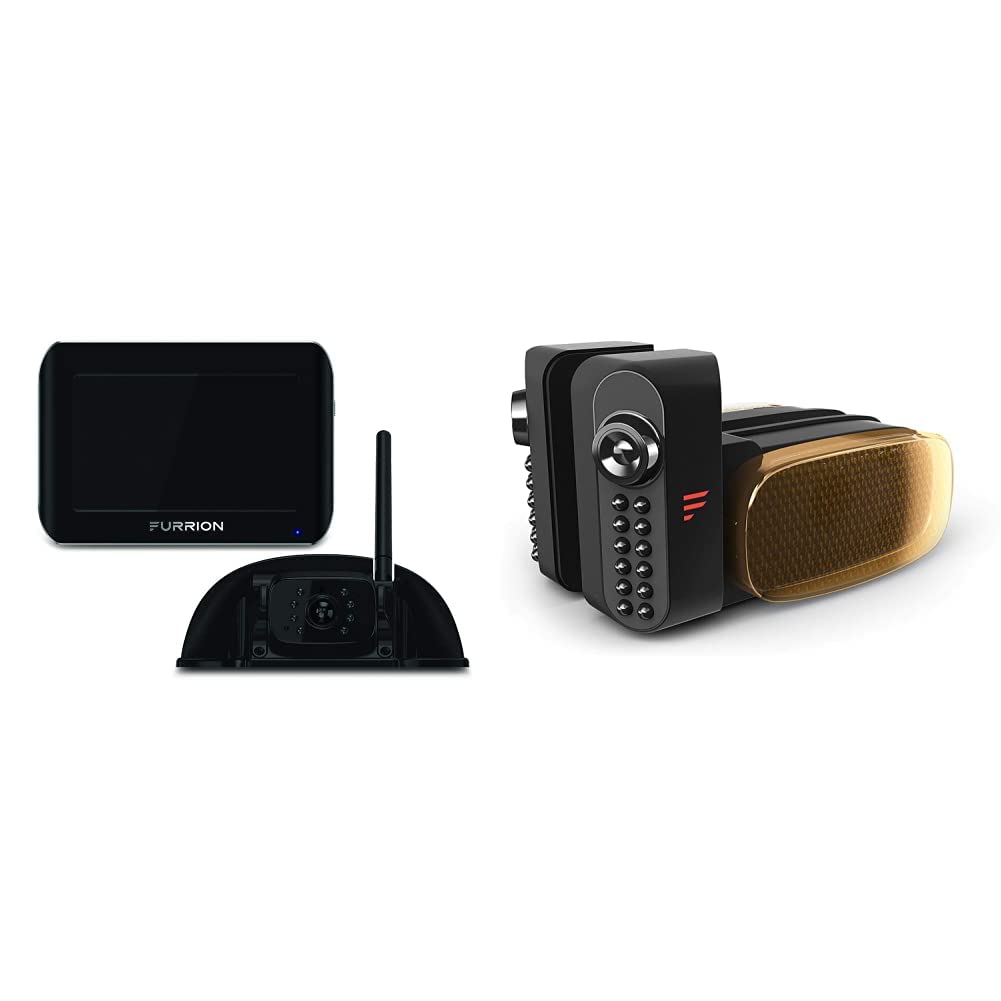 Furrion Vision S 7 Inch Wireless RV Backup Camera System with Rear Sharkfin Camera, Infrared Night Vision, Wide Viewing Angle & Amber LED Side Cameras (FOS07TASF & FCE48TASH) - Perfect for RV Safety, Parking Assistance, and Nighttime Driving