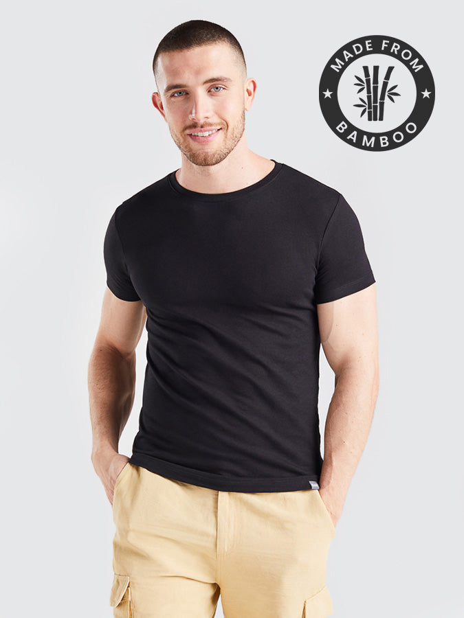 BAM Origin Luxe Men's Bamboo T-Shirt - Soft Eco-Friendly Black Tee for Casual Wear & Travel | Sustainable Fashion