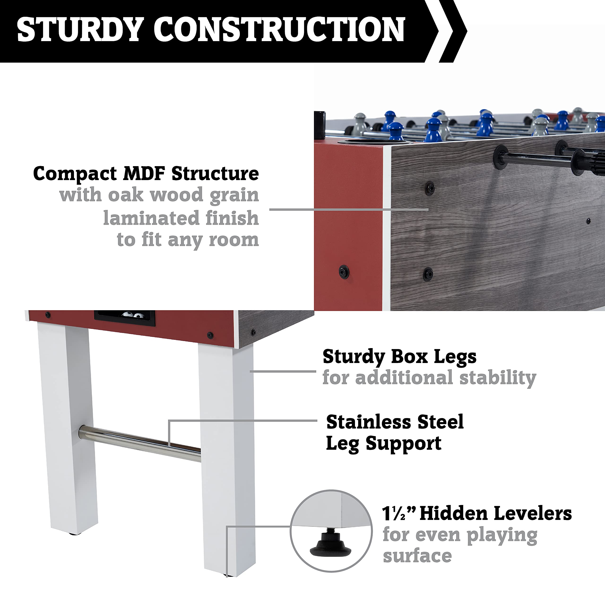 Durable & Stylish Hall of Games Foosball Table with Tabletop Balls - Multiple Design Options for Game Rooms, Bars & Recreation Areas - Best Indoor Sports Entertainment for Family Fun & Parties