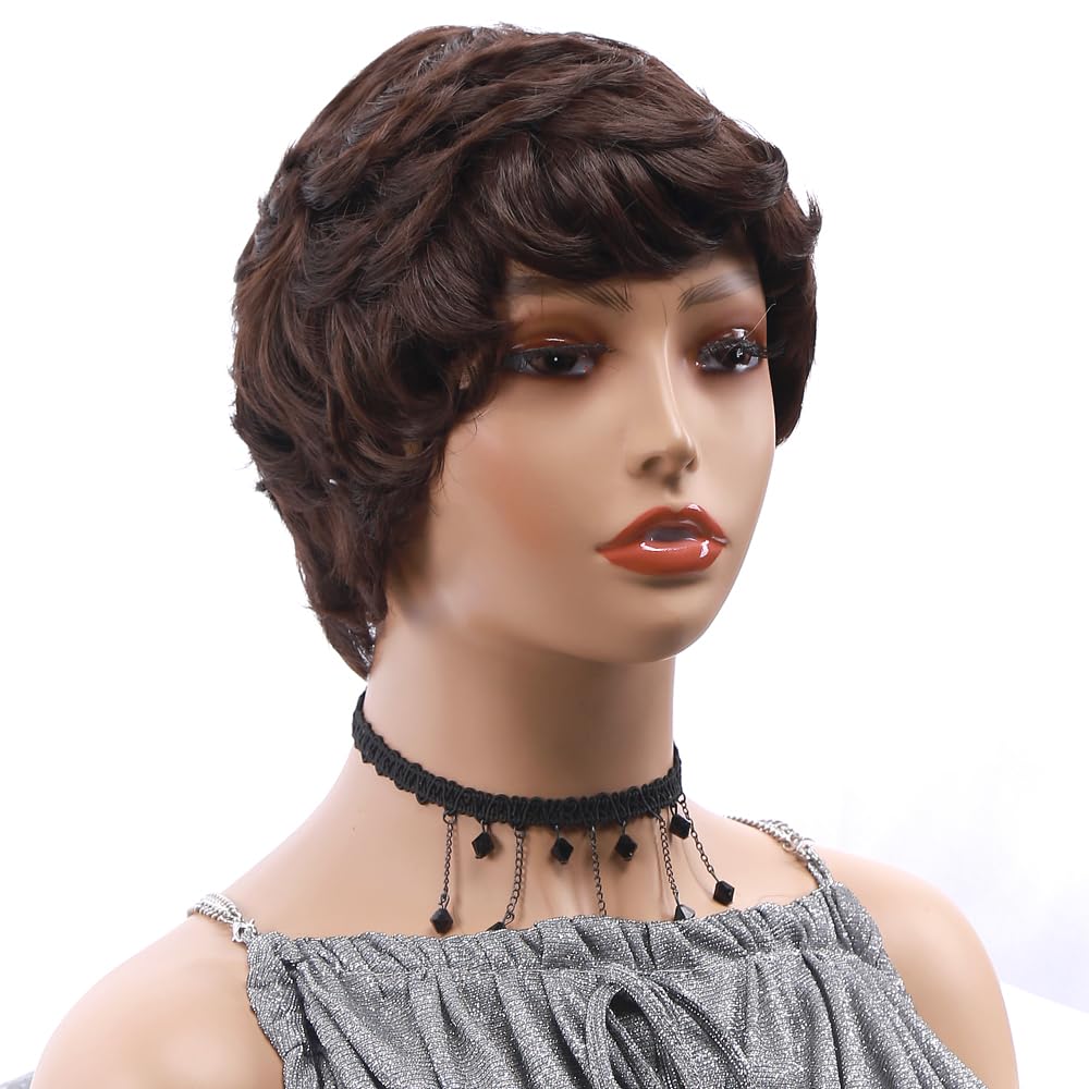 Short Brown Pixie Cut Wigs for Black Women - Synthetic Curly Hair Wig for Fashion & Cosplay - Perfect for Daily Wear, Parties & Costume Events (4)