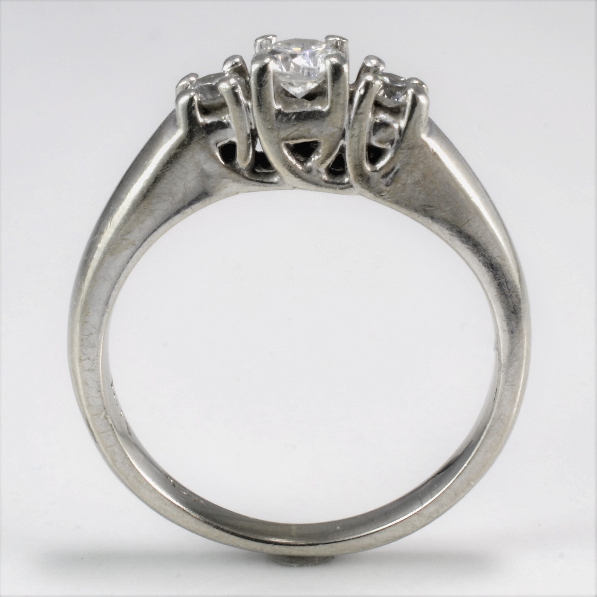 Three Stone Diamond Ring 0.27 Carat Total Weight SI2 G/H Color Size 4.5 - Elegant Engagement, Wedding, Anniversary Jewelry Gift for Women