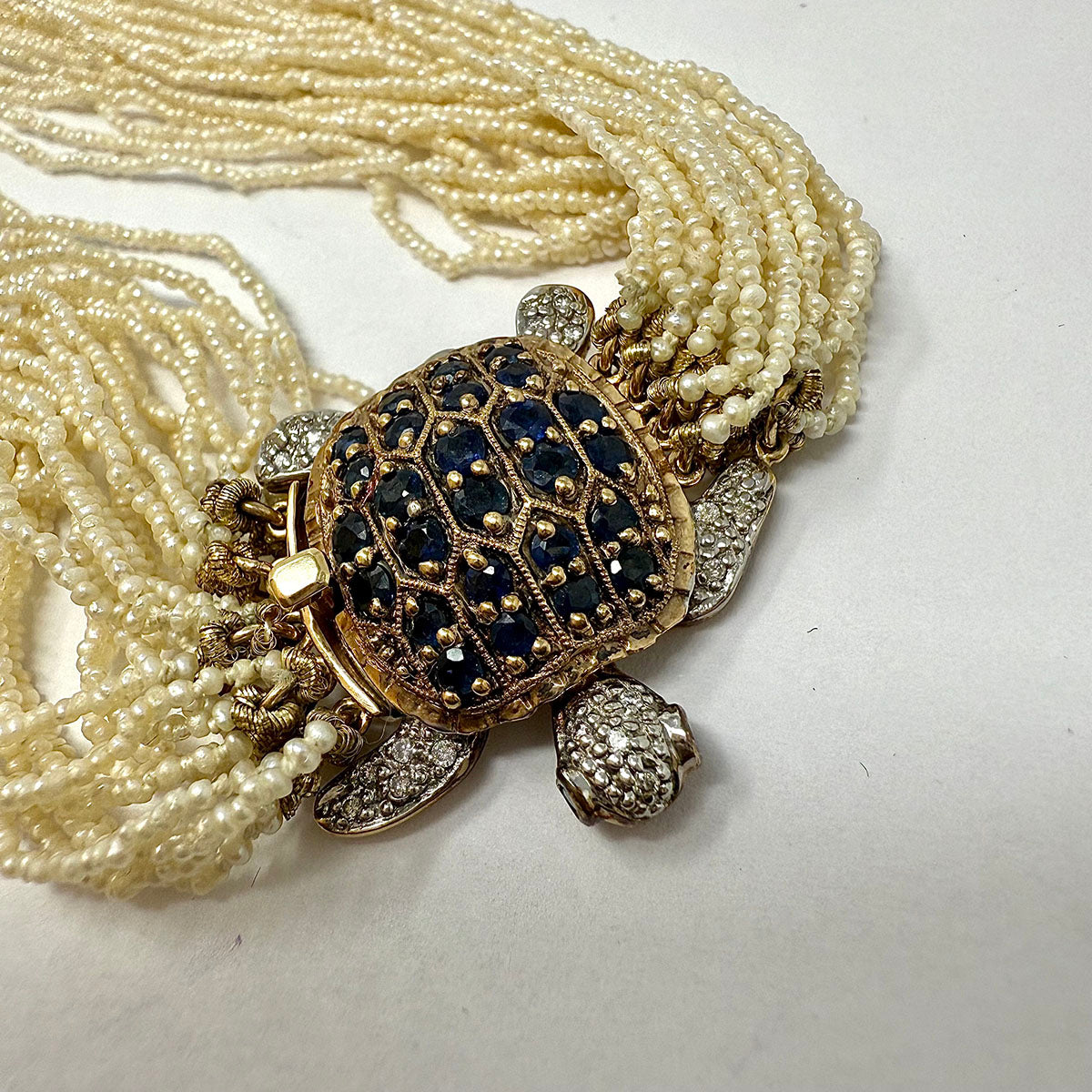 Elegant Multistrand Seed Pearl Necklace with Tortoise Shell Clasp - Perfect for Weddings, Parties & Special Occasions