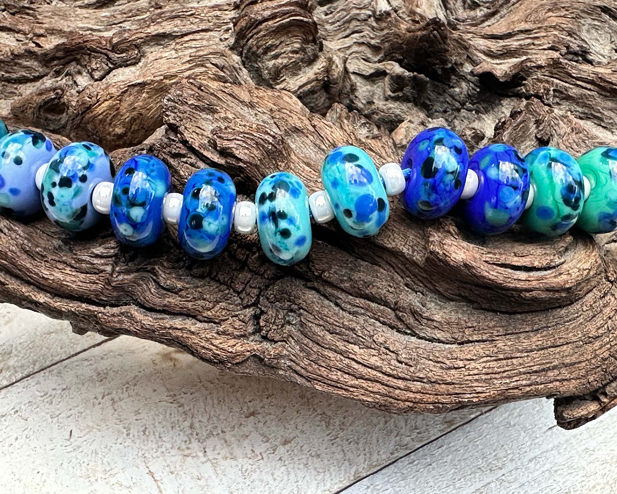 12 Twilight Blue Lampwork Glass Beads for Jewelry Making - DIY Bracelets, Necklaces & Craft Projects - Handmade Artisan Beads for Unique Designs