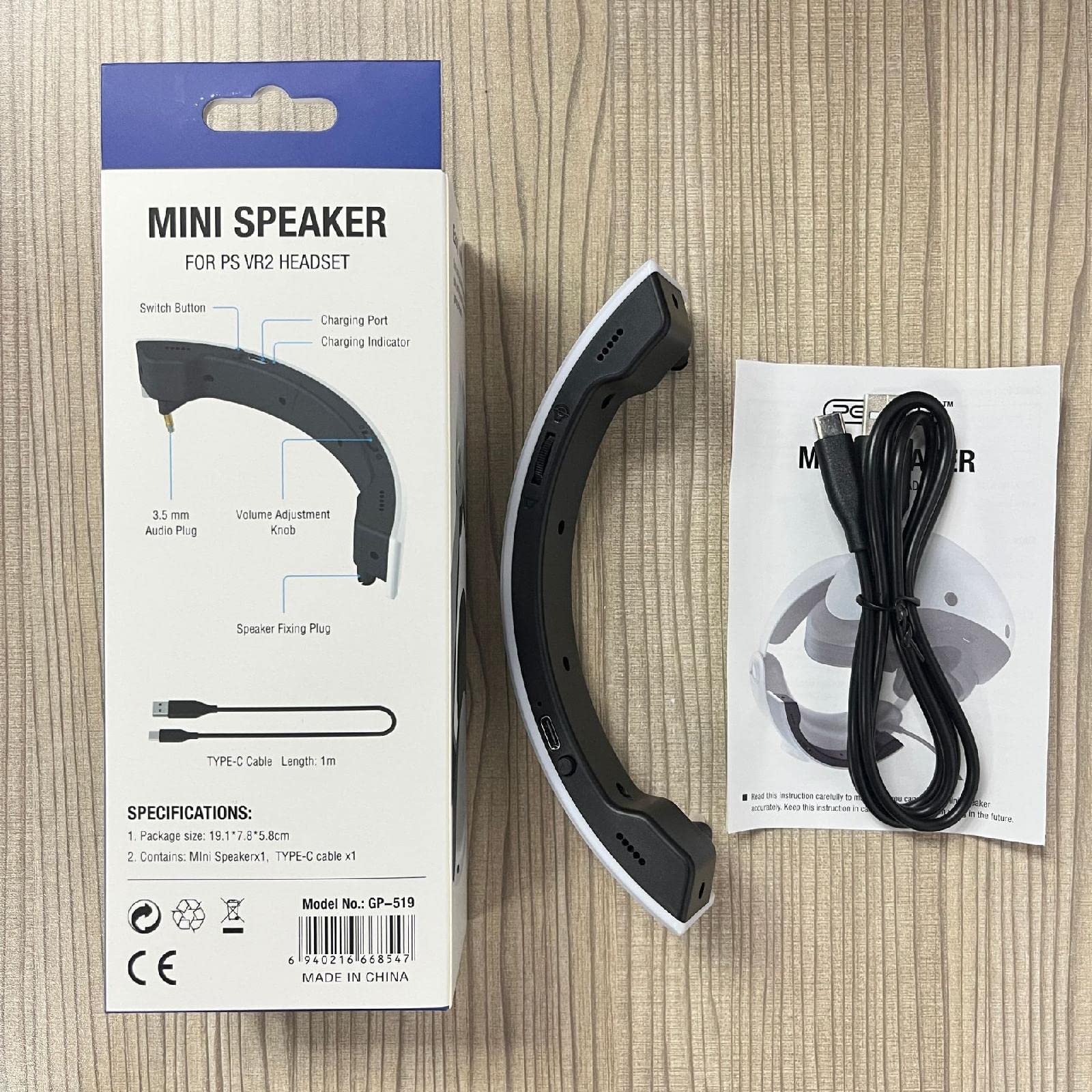 VR Headset Mini Speaker with 3.5mm Audio Interface - External Audio Amplifier for PS VR2 Headset & Gaming Helmets | Enhance Immersive VR Gaming Experience