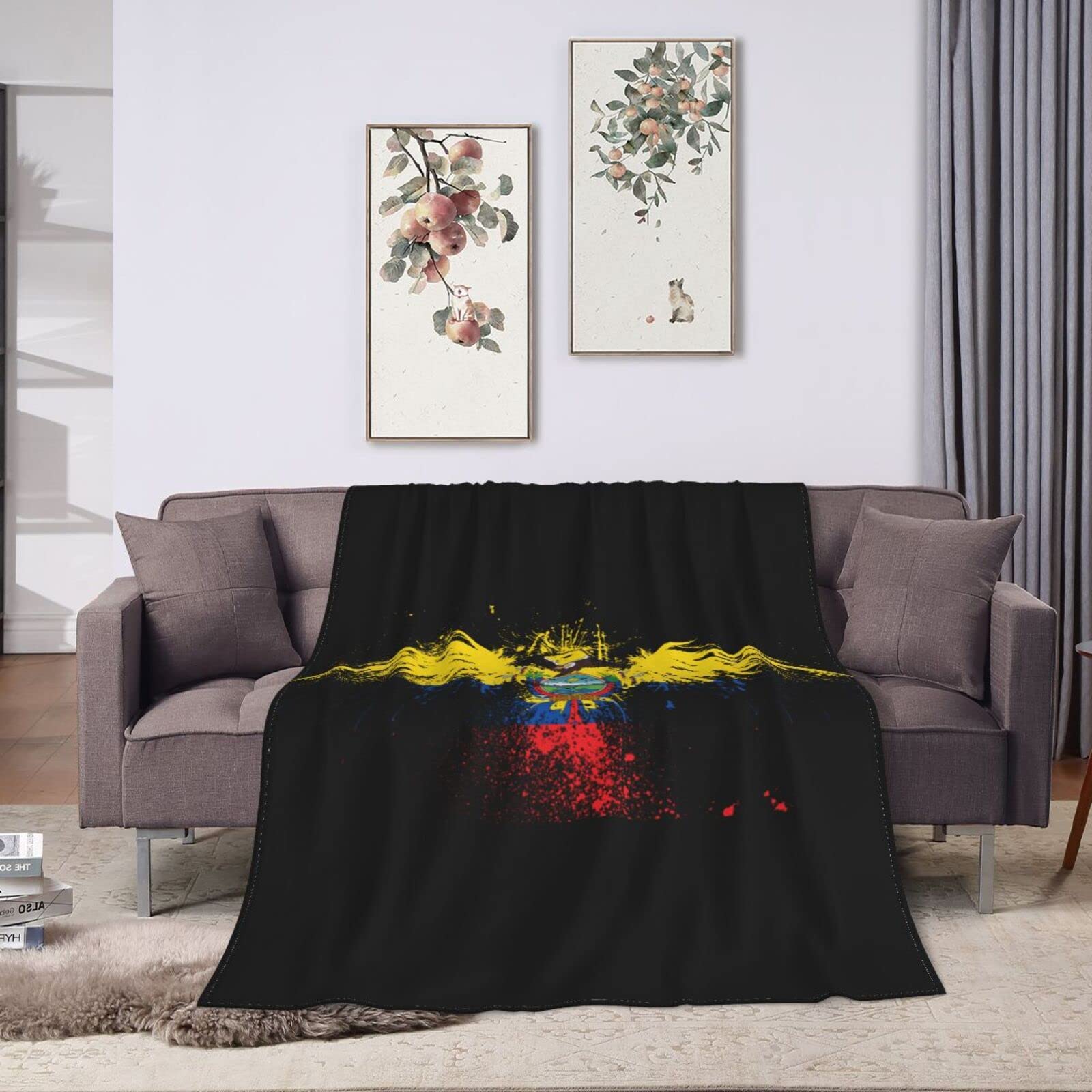 Premium HUFURI Eagle Ecuador Flag Flannel Fleece Throw Blanket - Ultra Soft & Cozy 50