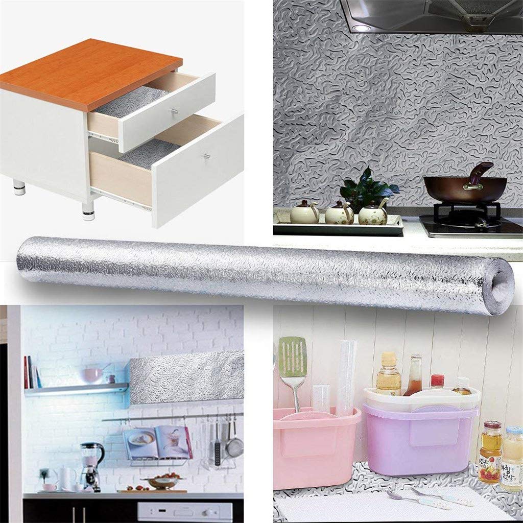 Premium Self-Adhesive Aluminum Foil Backsplash for Kitchen - Heat Resistant Wallpaper with Easy Spray Clean - Perfect for Kitchen, Dining & Bar Countertops - Multi-Surface Protection (One Size)