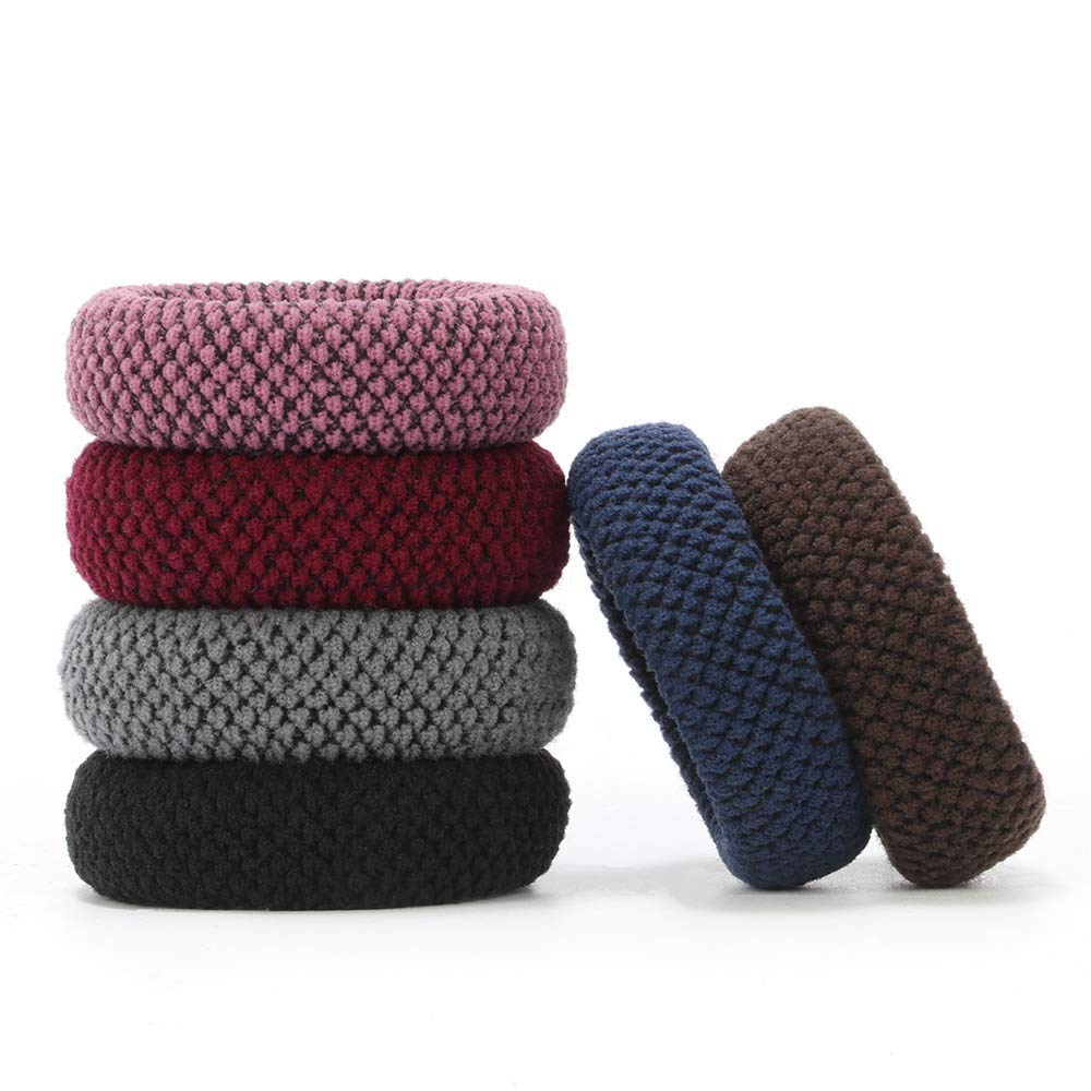 12 PCS Thick Hair Ties for Women & Girls - Soft Seamless Non-Slip Elastic Hair Bands for Ponytails & Headbands - Perfect for Thick, Heavy & Curly Hair - Great for Workouts, Yoga, School & Everyday Use