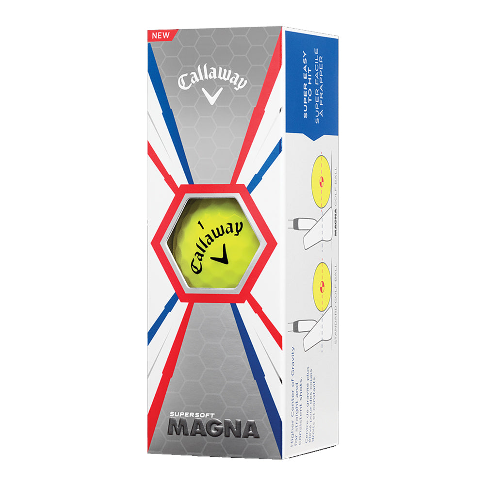Callaway Supersoft Magna Yellow Golf Balls - 12 Pack | High Visibility Long Distance Golf Balls for Men & Women | Perfect for Low Swing Speed Players & Beginners on the Course