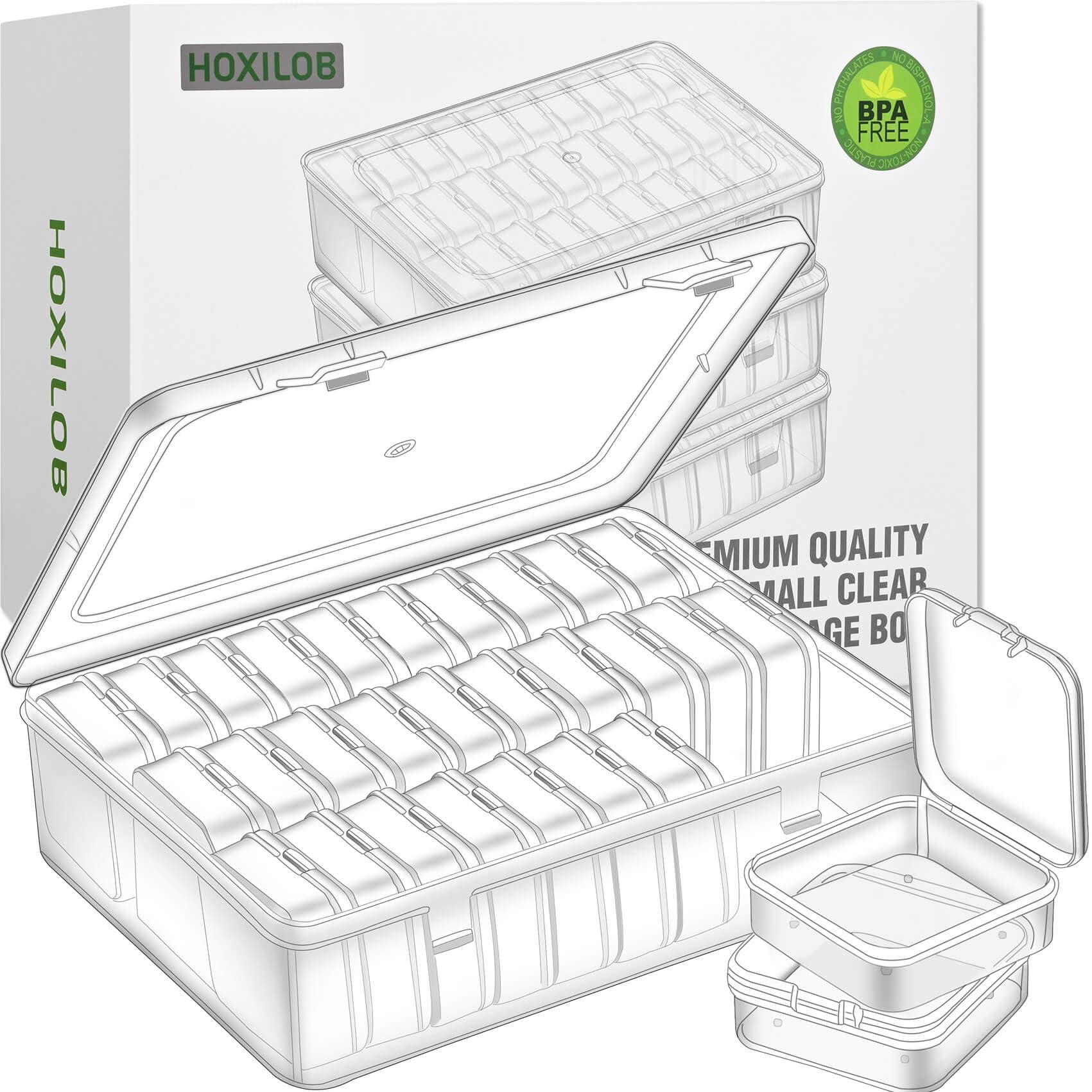 90-Piece Small Clear Plastic Bead Organizer Box with Hinged Lid & Labels - Craft Storage Containers for Jewelry, Bracelets, Diamonds, Clay Beads, Screws, Seeds & Small Parts - Perfect for DIY Crafts, Home Organization & Workshop Storage