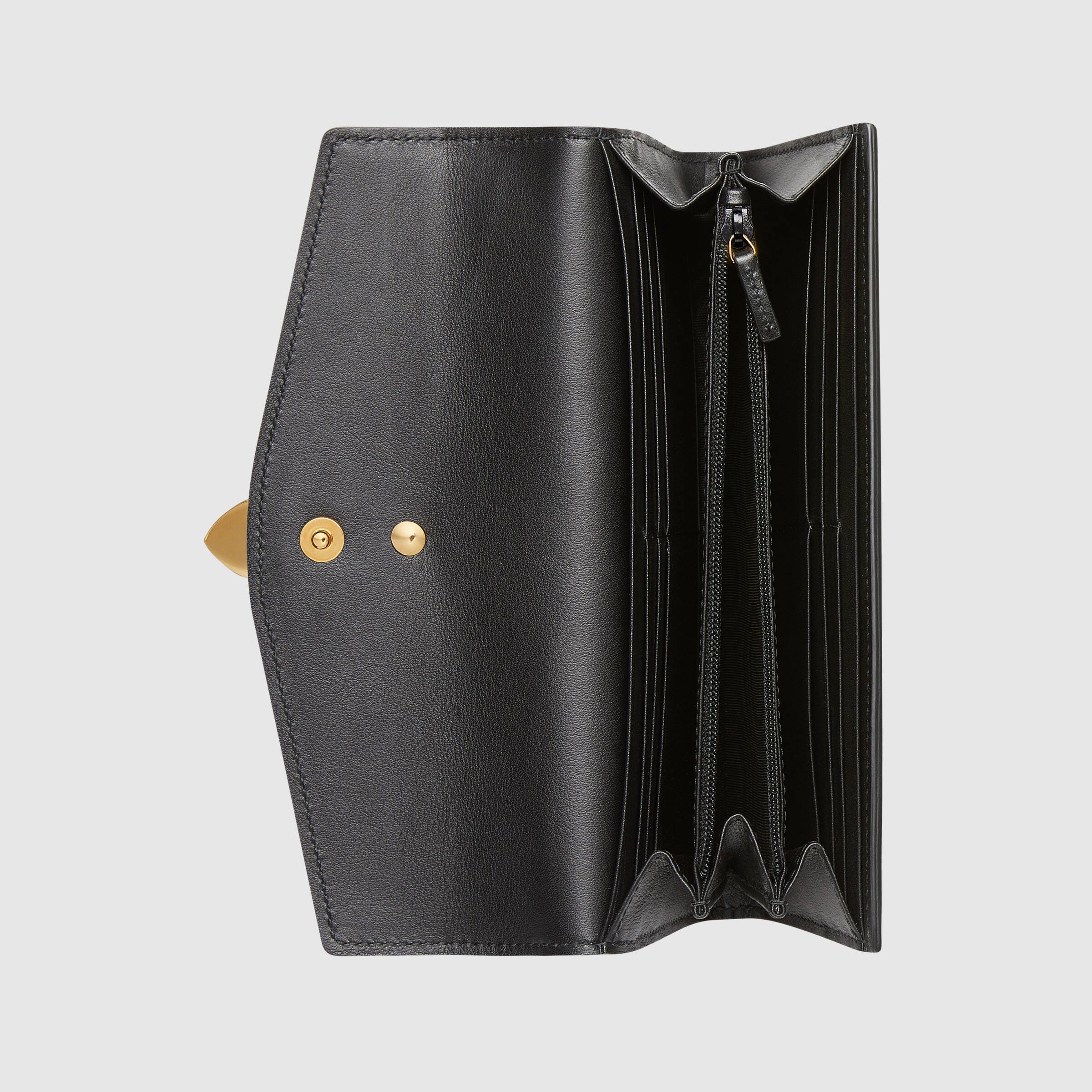 Gucci Sylvie Leather Zip Around Wallet for Women - Black Luxury Designer Wallet | Perfect for Everyday Use, Travel & Gifting