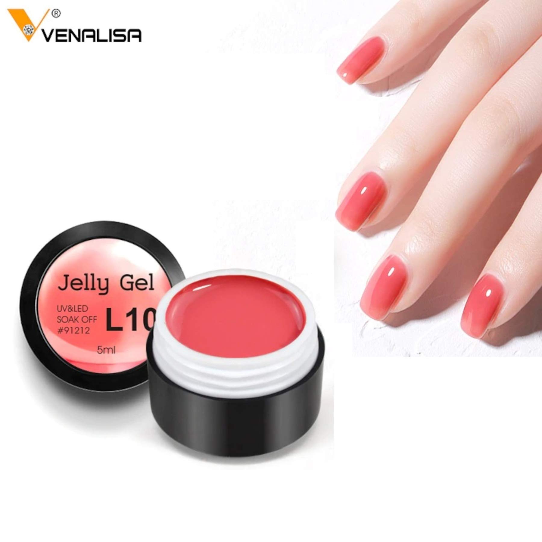 Venalisa Opal UV Gel Polish 5ml - Natural Jelly Acrylic French Nails, Crystal Nails Art Gel for DIY Manicure, Salon Quality UV/LED Gel Varnish (JG-5ml-L04) - Perfect for Wedding, Party & Special Occasion Nail Designs