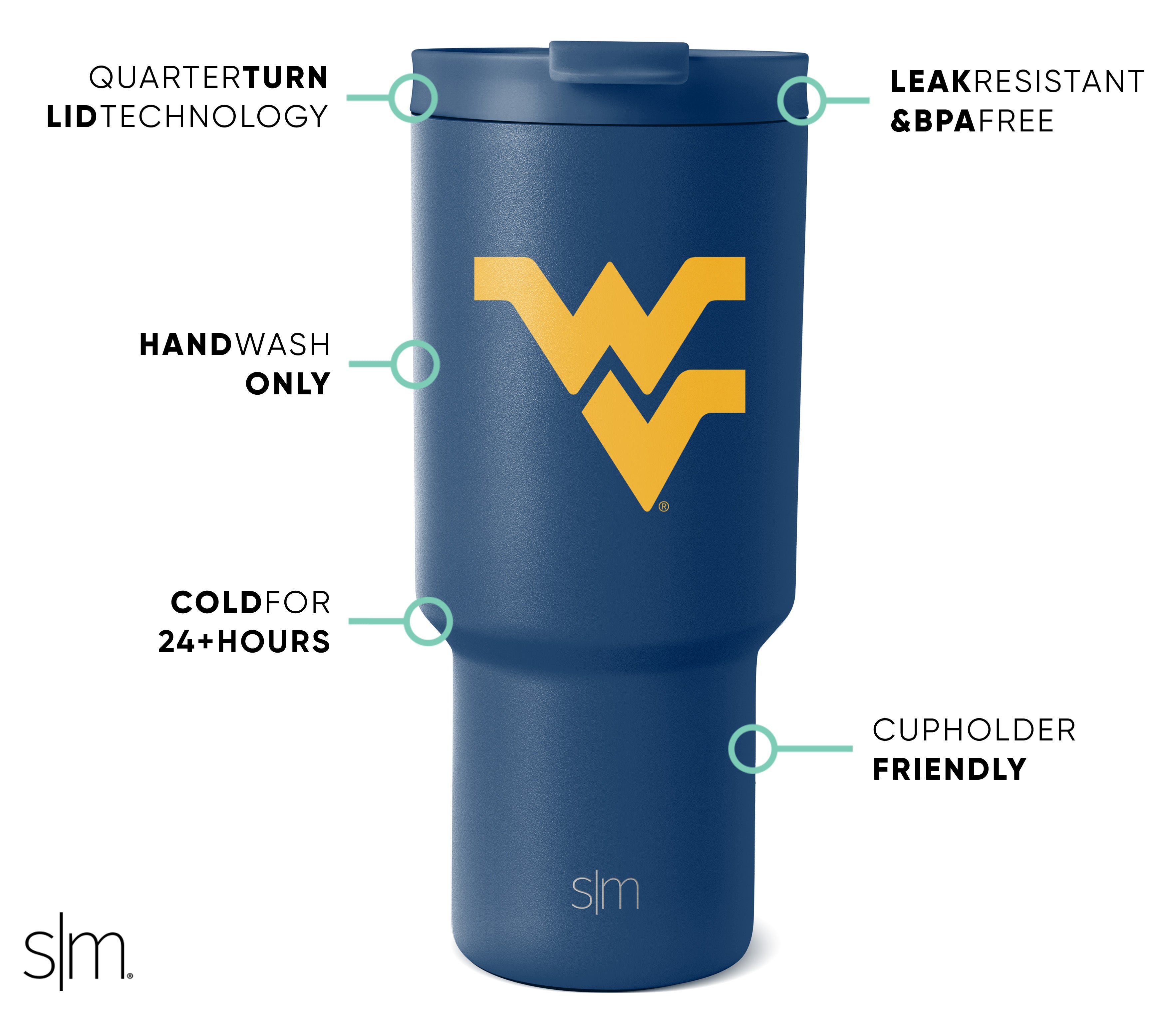 Collegiate Trek Tumbler - Insulated Stainless Steel Water Bottle with Lid for College Students - Perfect for Campus, Hiking, and Outdoor Adventures