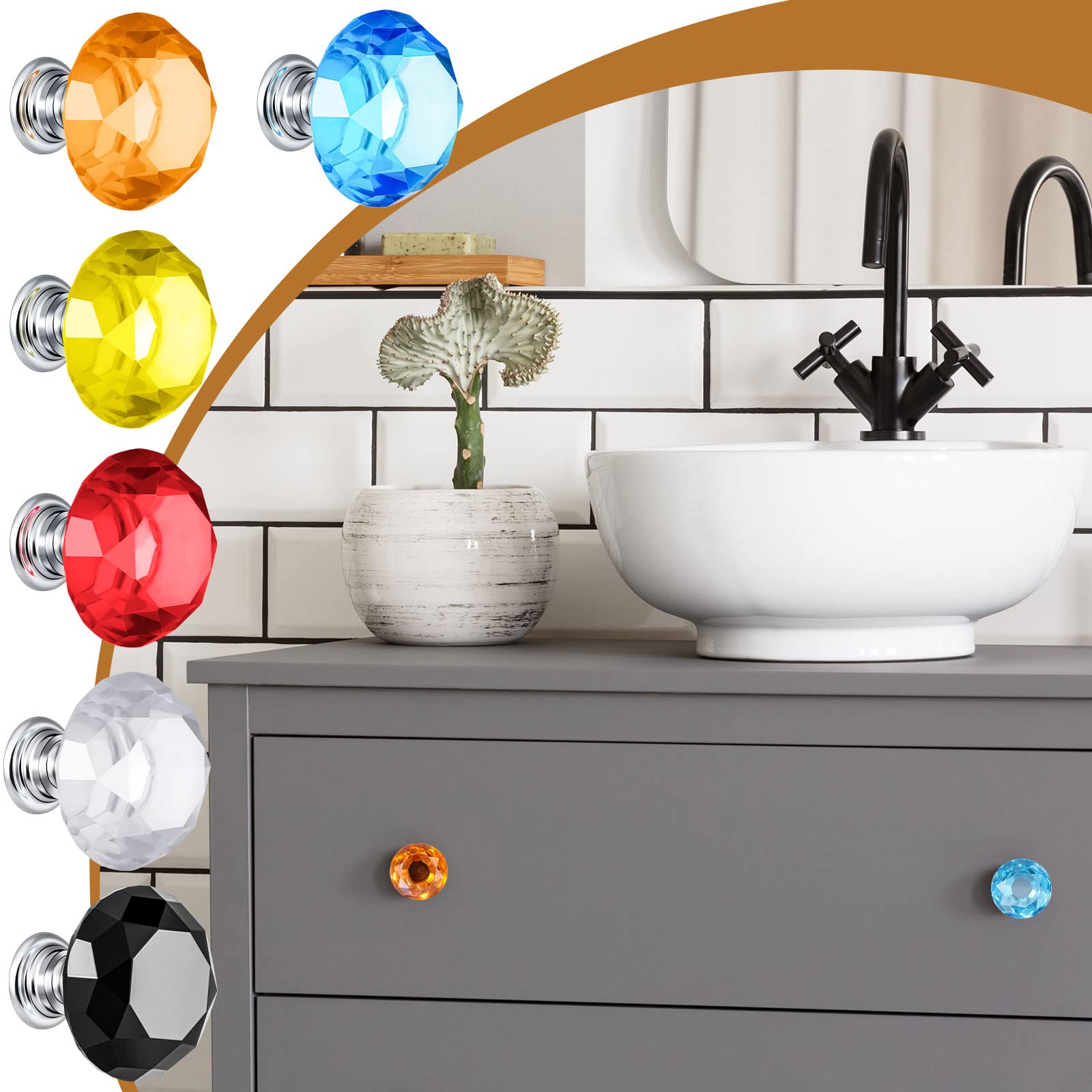 10-Pack Crystal Dresser Knobs - 30mm Glass Cabinet & Drawer Pulls - Classic Style for Kitchen, Wardrobe & Furniture (Perfect for Home Renovation & DIY Projects)