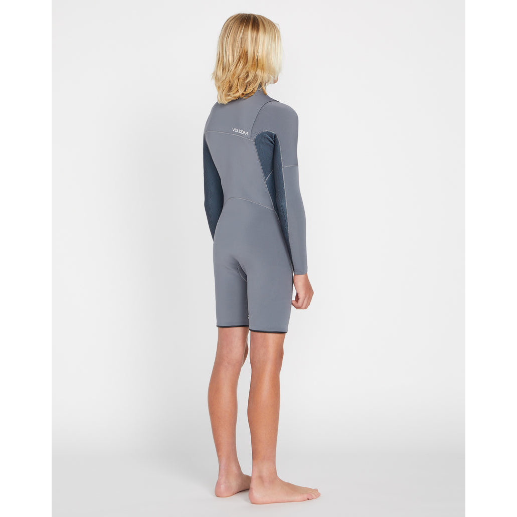 Volcom Modulator 2mm Big Boys Chest Zip Long Sleeve Springsuit Wetsuit - Charcoal for Surfing, Swimming & Water Sports