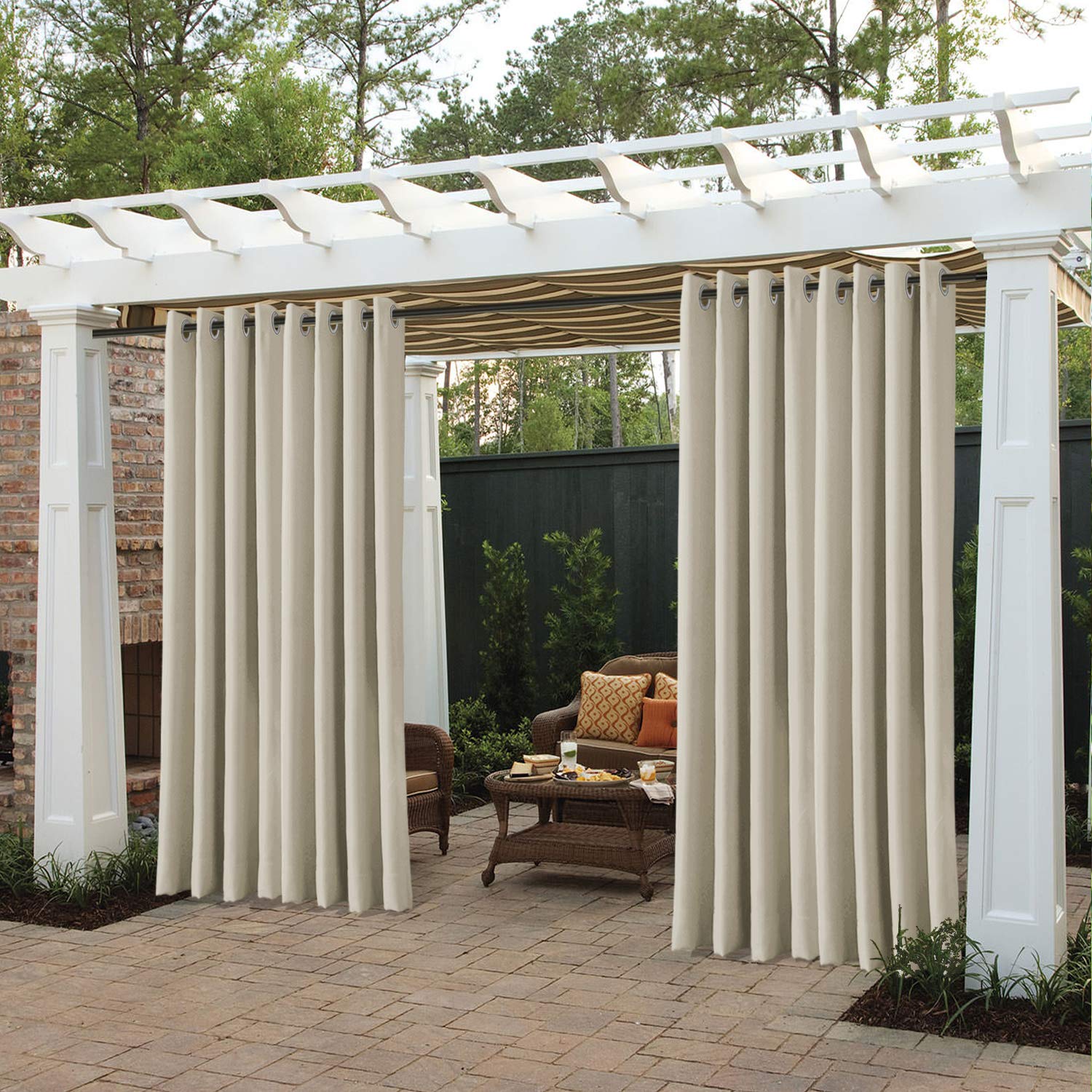 Waterproof Thermal Insulated Outdoor Curtains for Patio - Beige 120