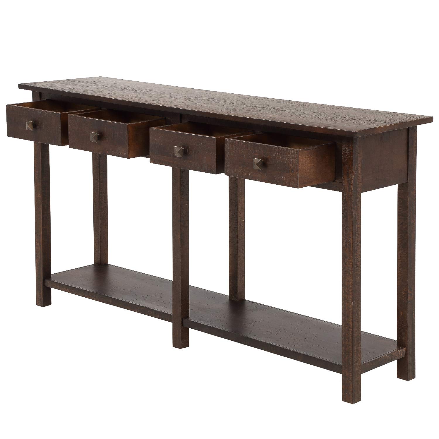 Rustic Console Table with Drawer & Shelf - Brushed Texture Sofa Table for Entryway, Living Room & Dining Room - Blue | Perfect for Small Spaces & Home Decor