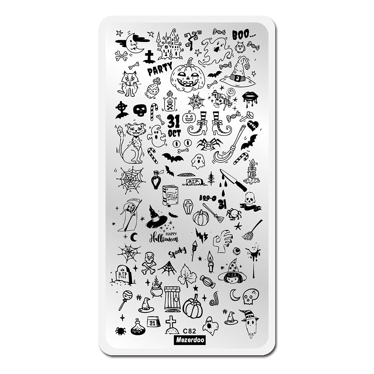 Halloween Nail Stamp Plates - Pumpkin, Skull, Ghost, Bat & Spiderweb Nail Art Stencils for DIY Nail Decoration | Perfect for Halloween Parties, Nail Salon & Home Manicure