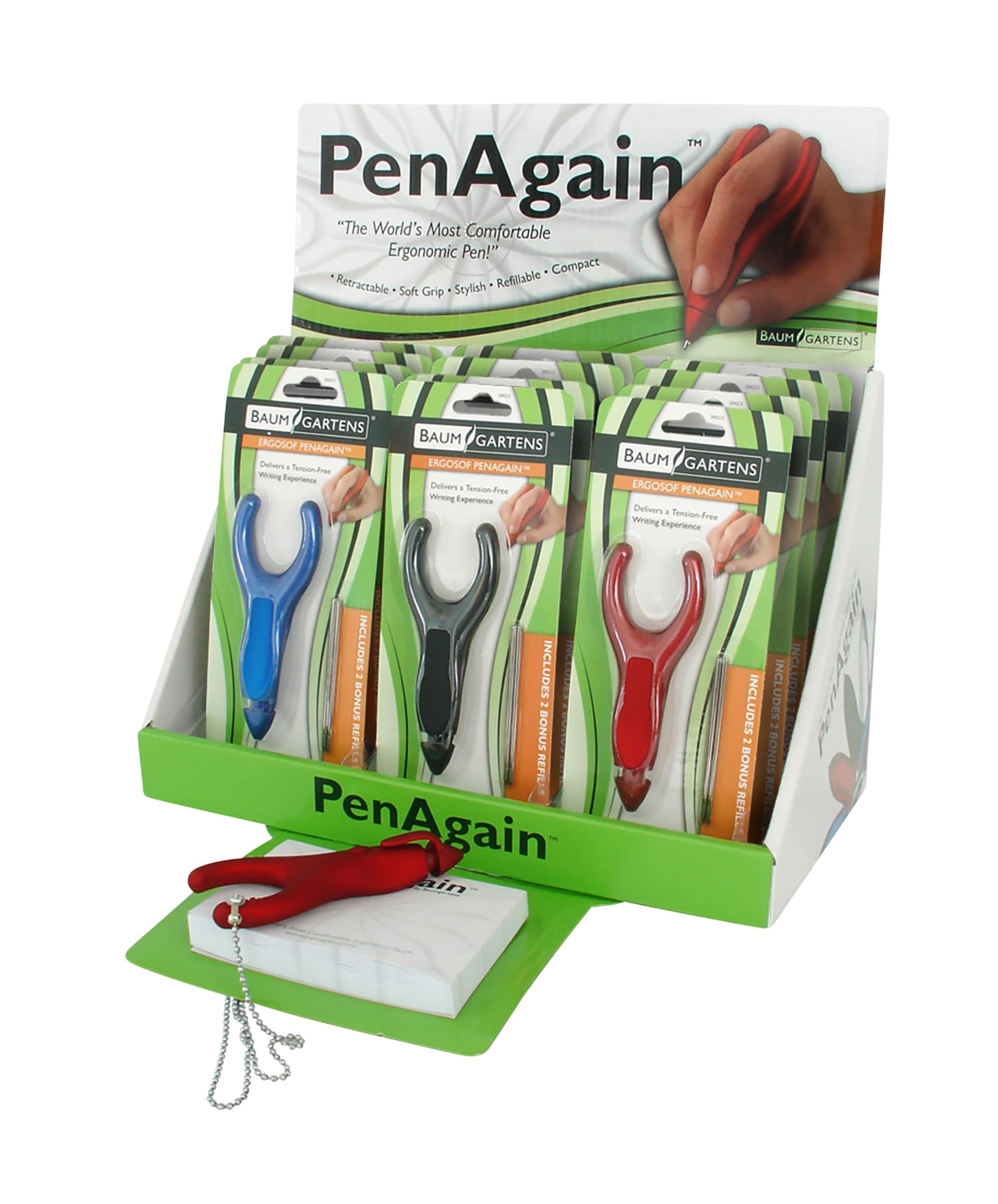 Ergonomic PenAgain Ballpoint Pens for Pain Relief - Comfort Grip for Ehlers-Danlos, Arthritis & Carpal Tunnel - 24 Pack Assorted Colors - Ideal for Office, School & Writing with Hand Pain