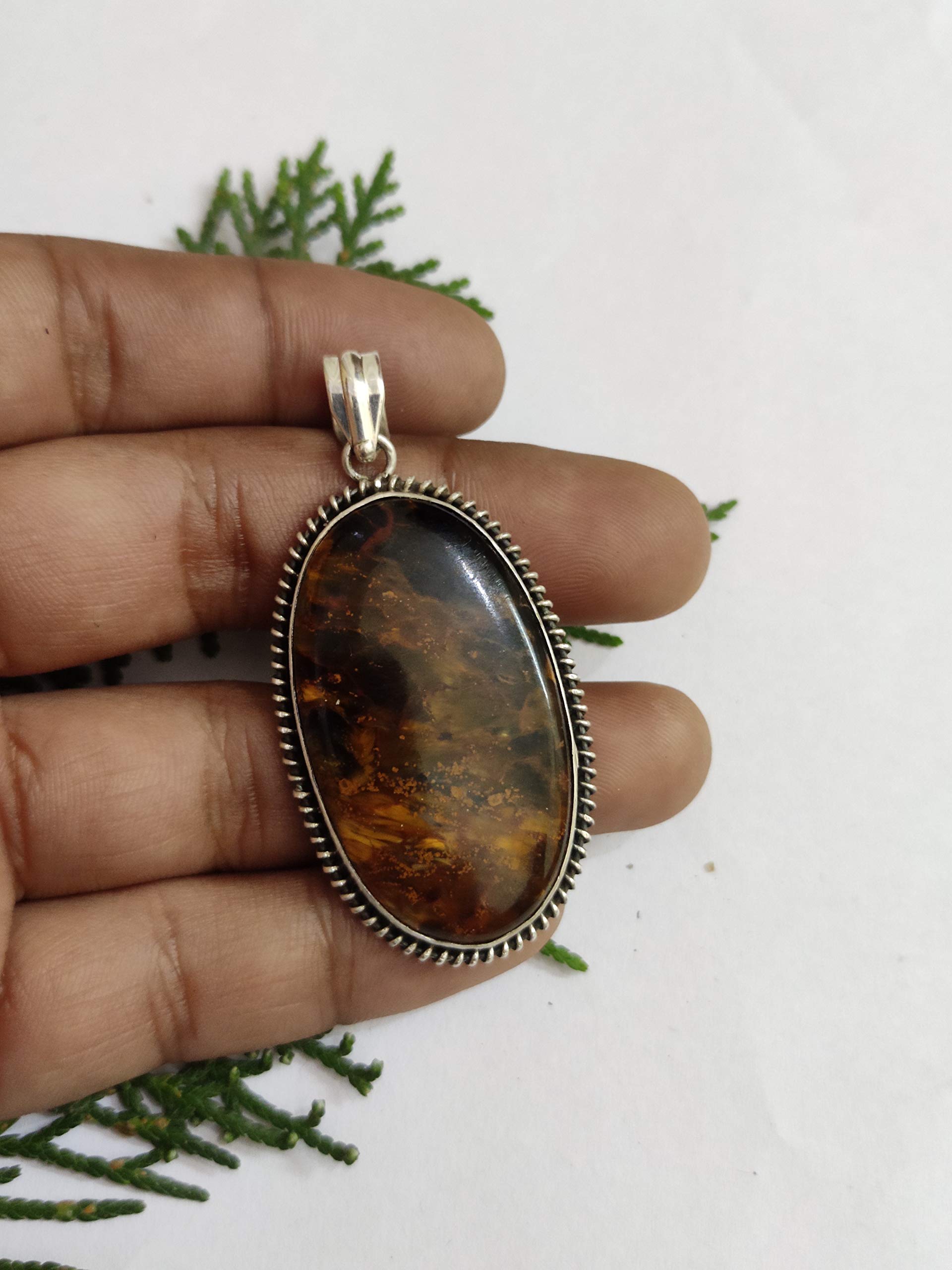 Unique Pietersite Pendant Necklace – Genuine Tempest Stone Gem in Sterling Silver – Unisex Vintage Jewelry Gift for Her/Him – Perfect for Special Occasions, Boho Fashion & Spiritual Healing