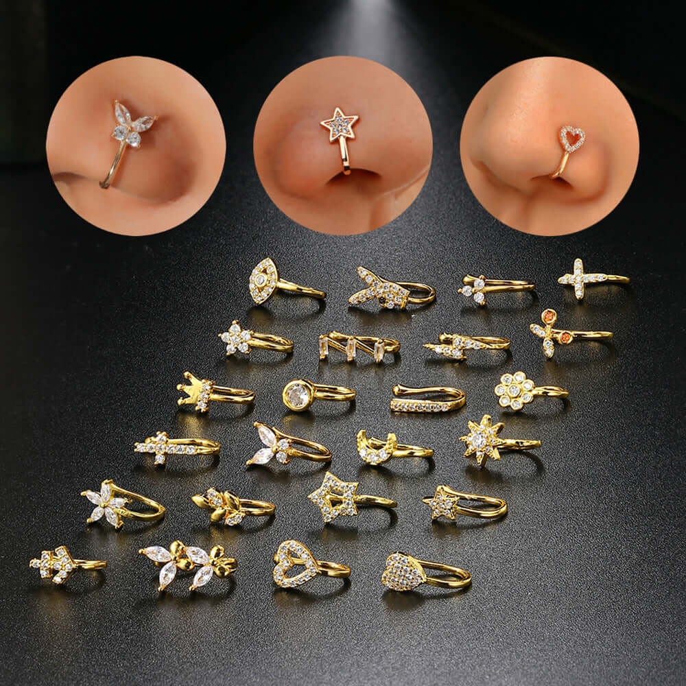 18K Gold Bunny No Piercing Nose Cuff - Fake Nose Ring for Women | Trendy Non-Piercing Nose Jewelry for Parties, Weddings & Everyday Wear (HSPJ609)